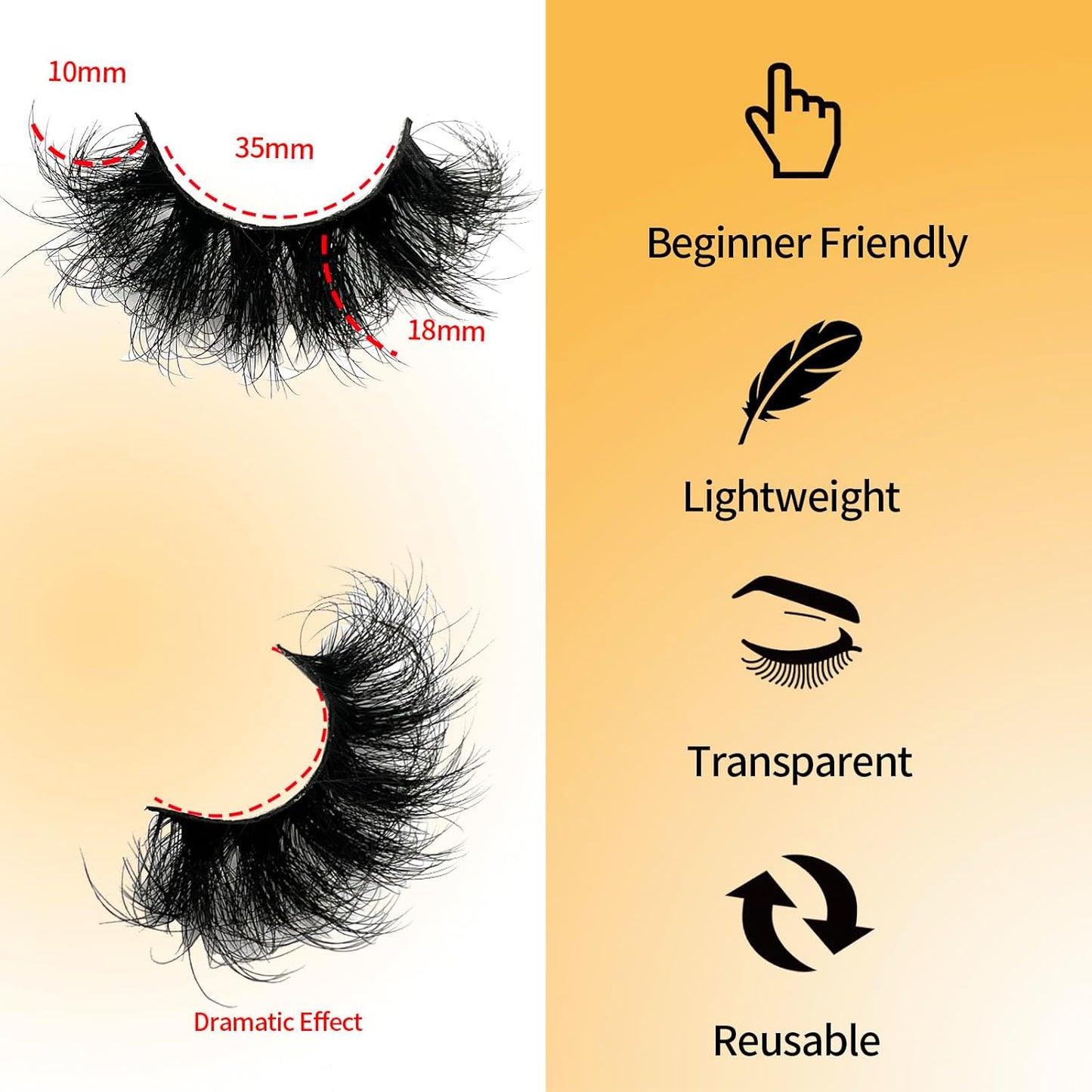 Dramatic Lashes Mink 6D Long Big Mink Strip Lashes Wispy 18Mm/20Mm D Curl Eye Lashes Pack Thick 3D Volume False Eyelashes