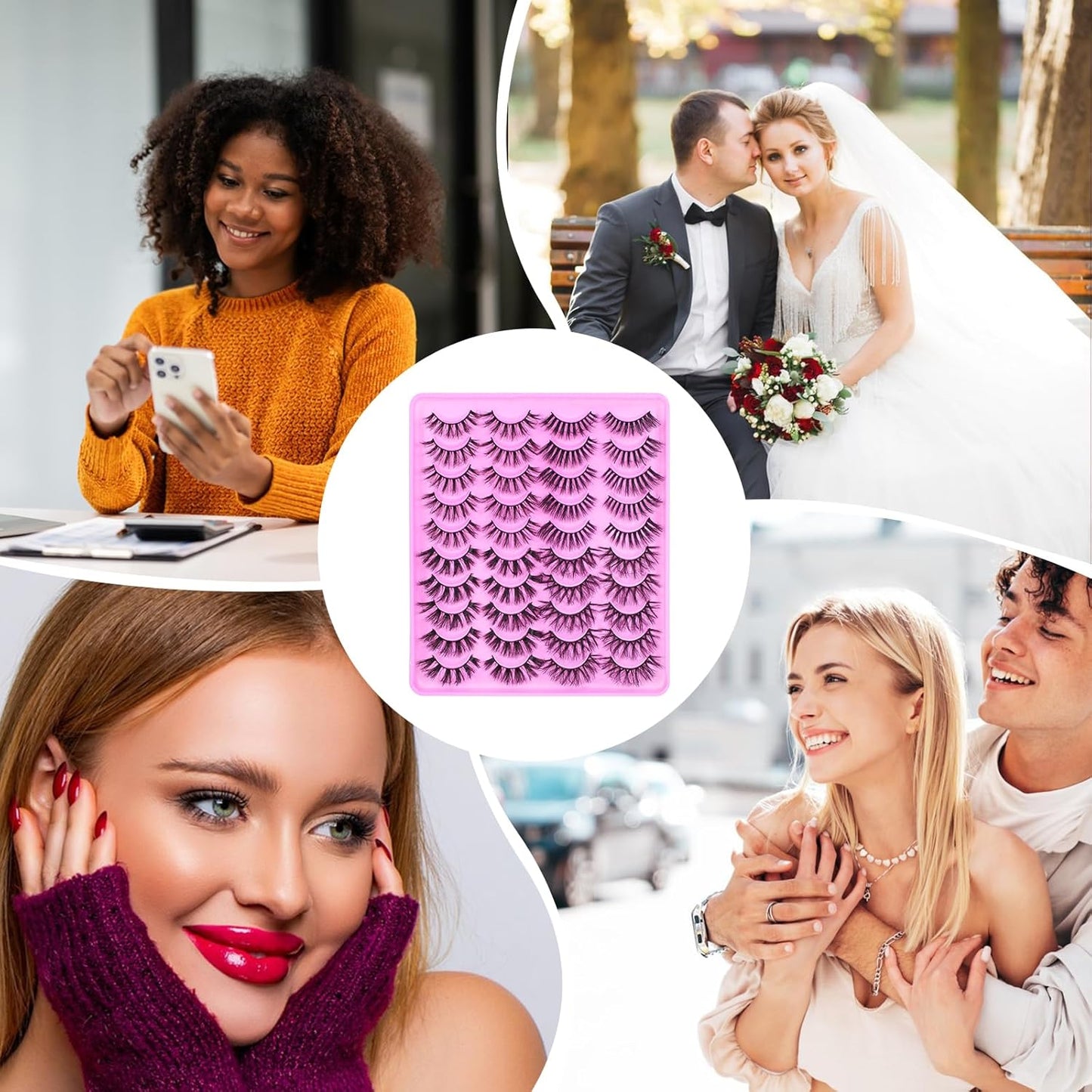 20 Pairs Fluffy Lashes False Eyelashes Mink Eyelashes 3D Volume Faux Mink Cat Eye Lashes Pack 4 Styles Mixed Natural Look Wispy Lashes Long Faux Eyelashes Adhesives Makeup Accessories for Women