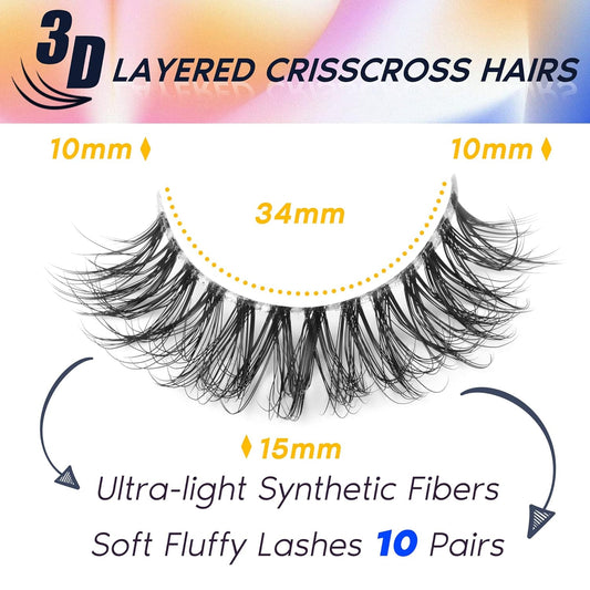 Natural Look Wispy False Eyelashes 15Mm Short Clear Band Fake Eye Lashes Lightweight Volume Strip Lashes Multipack