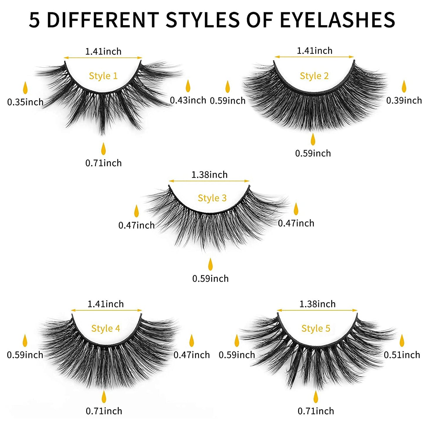 False Eyelashes Fake Lashes - Eyelashes Natural Look 5 Pairs 6D Lashes Mink Eyelashes 5 Styles Mixed Fluffy Lashes Reusable Fake Eyelashes Wispy Mink Lash Natural Look| 15Mm-18Mm