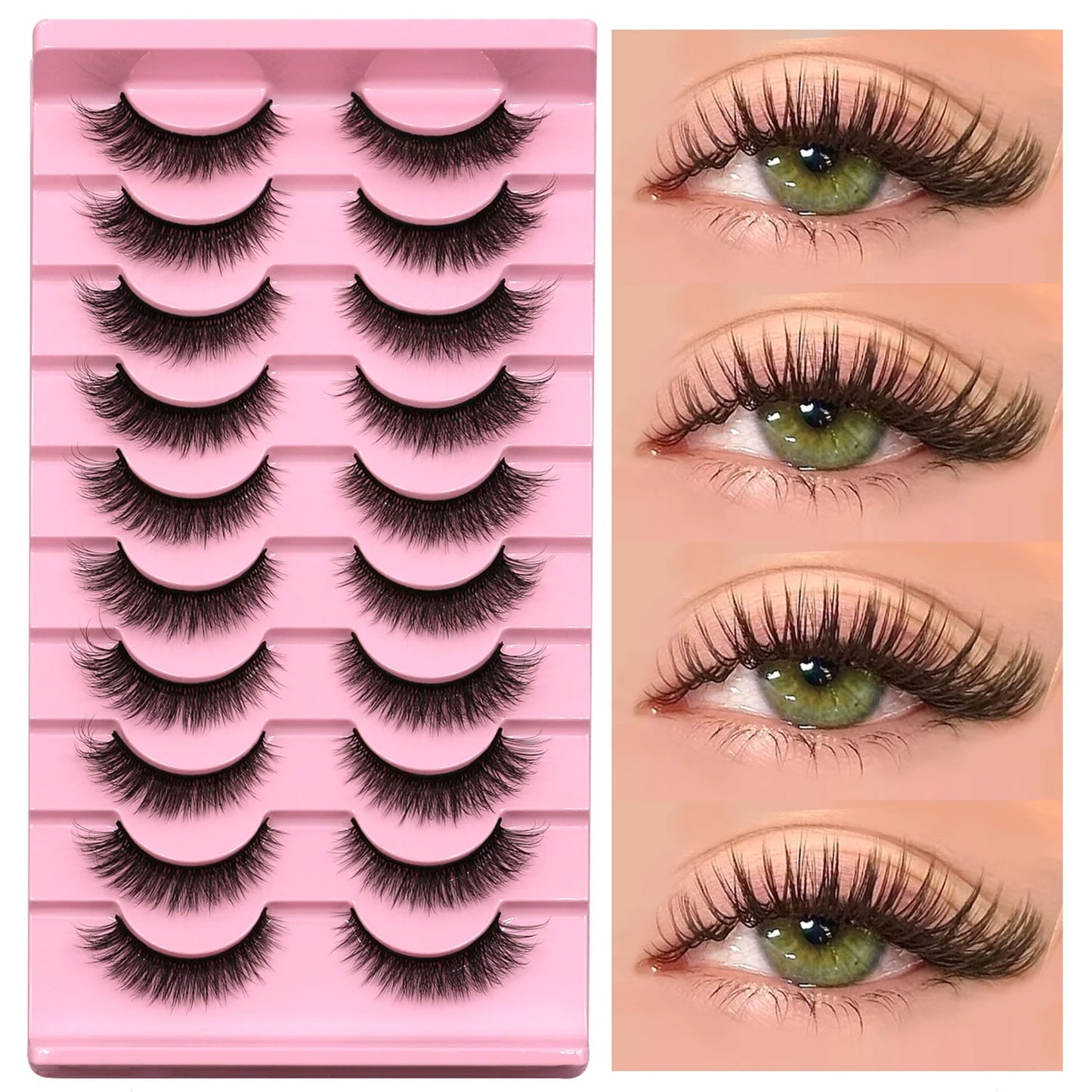 Fluffy Manga Eyelashes Dramatic Smoky Cat Eye Lashes Natural Long Lashes Soft Faux Mink Lashes Flawless Makeup Look