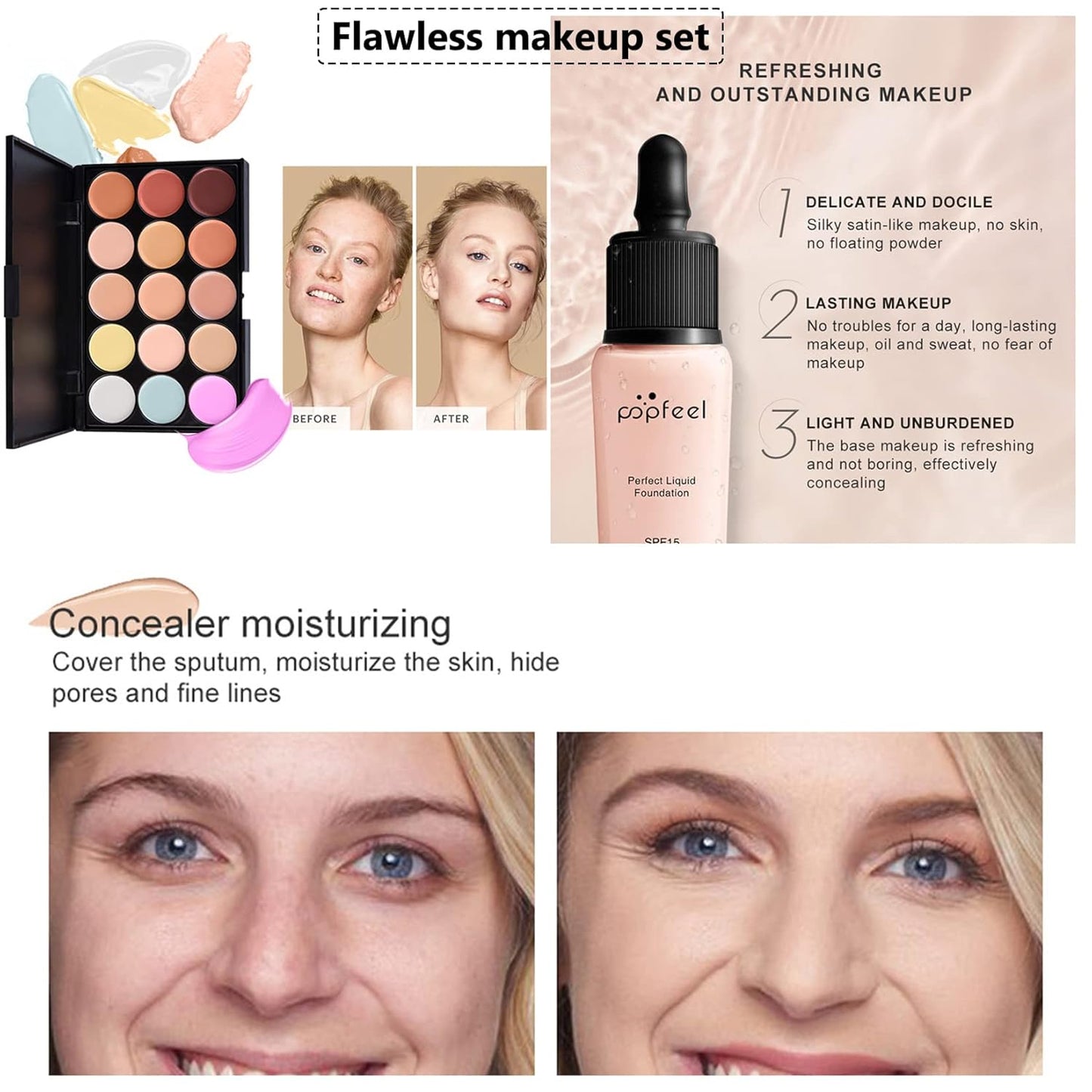 Professional Makeup Set - Full Cosmetic Kit with Makeup Bag, Eyeshadow Palette, Makeup Brushes, Lipstick, Lip Gloss, Foundation, Concealer, 50Pcs
