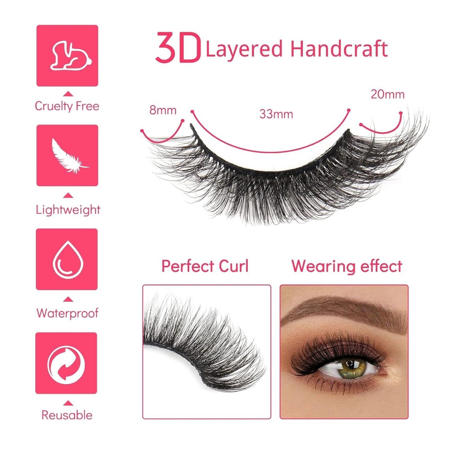 Milybest Lashes False Eyelashes 10 Pairs 20Mm Cat Eye Faux Mink Lashes Fluffy