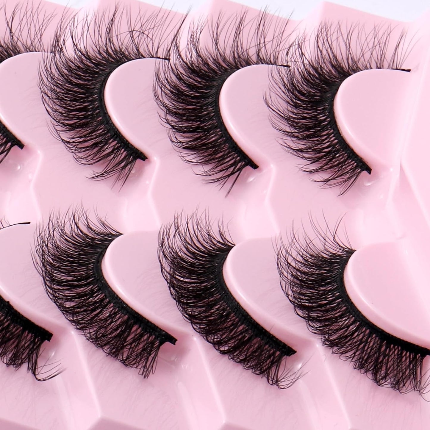 Cat Eye False Eyelashes 14 Pairs 6D Volume Natural Look Fluffy Wispy Lashes 15Mm Eye Lash Extensions Strip Fake Eyelashes Pack