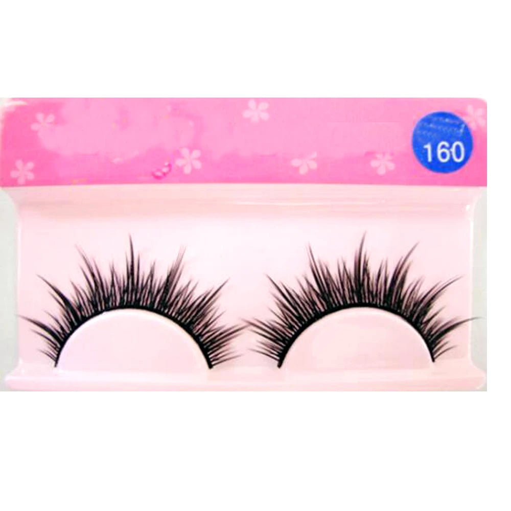 Natural Long Cosplay Makeup Cross Strip False Eyelashes Black Eye Lashes 1Pair