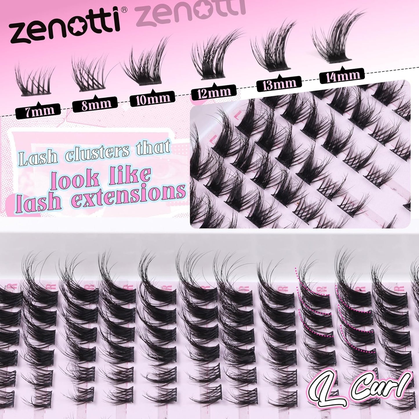 DIY Lash Extension Kit Lash Clusters Wispy Individual Lashes Cat Eye Lashes 144 Pcs Eyelash Extension Kit with Lash Bond and Seal Cluster Lashes Left & Right
