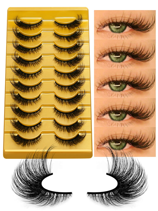 Cat Eye Lashes Fluffy Faux Mink Eyelashes Soft Cross Wispy Natural Winged End Eye Elongated Eyelashes Natural Lashes
