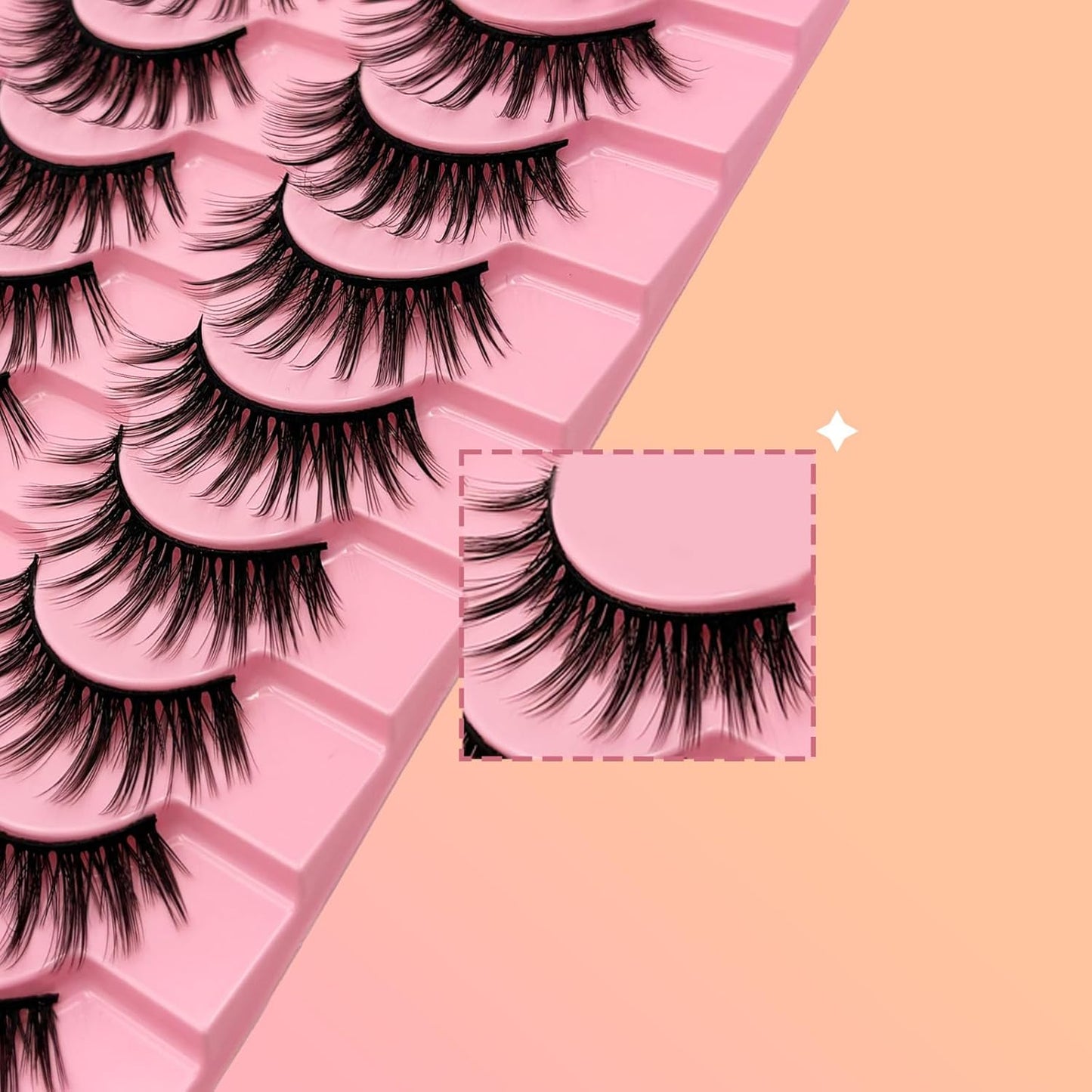 Eyelashes Natural Look Faux Mink Lashes Pack Handmade Fluffy False Eyelashes 3D Volume Eyelash 10 Pairs Eye Lashes (11-16MM Wispy Cat Eye 77)