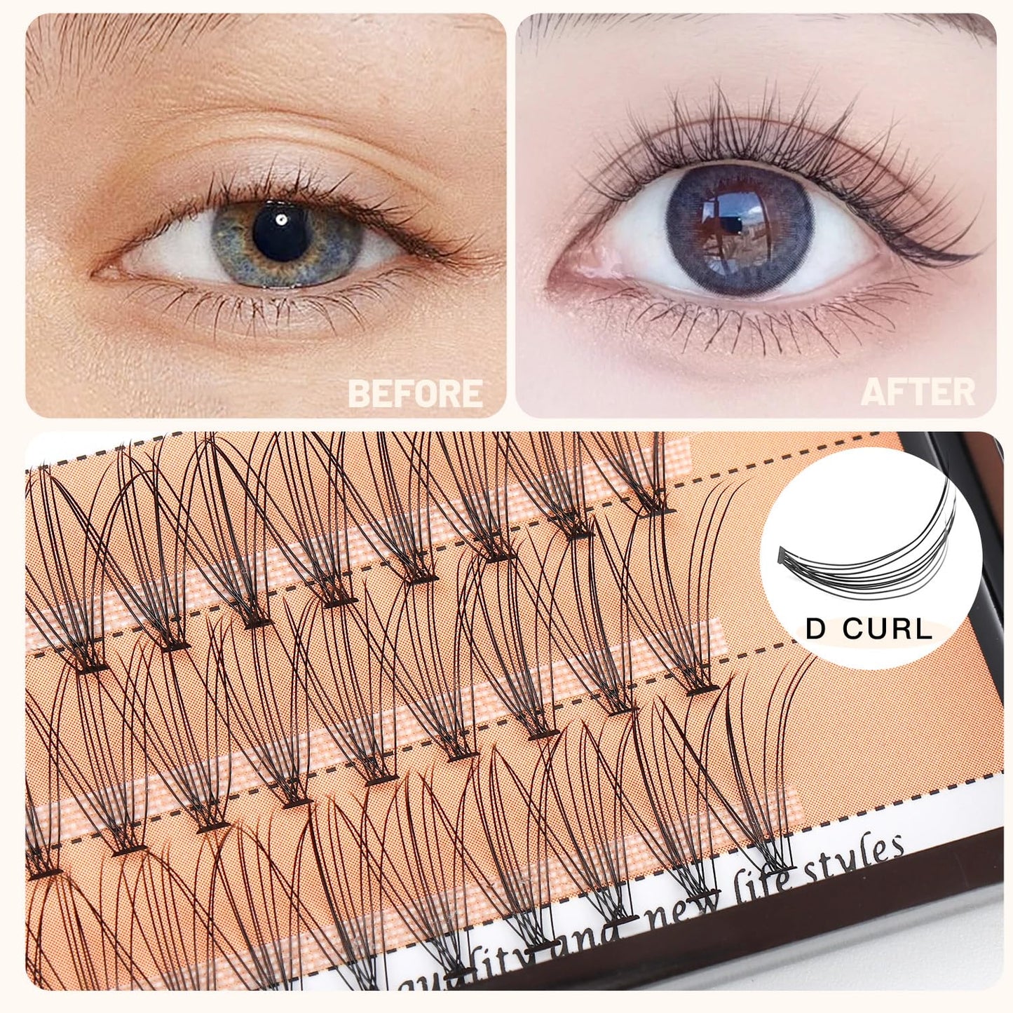 10 Root 60Pcs 8-10-12-14-16Mm Mixed Black Handmade False Eyelashes Natural Long Individual Eyelashes Extension Fake Lashes Makeup Beauty Cosmetic (5 PACKS-8MM)