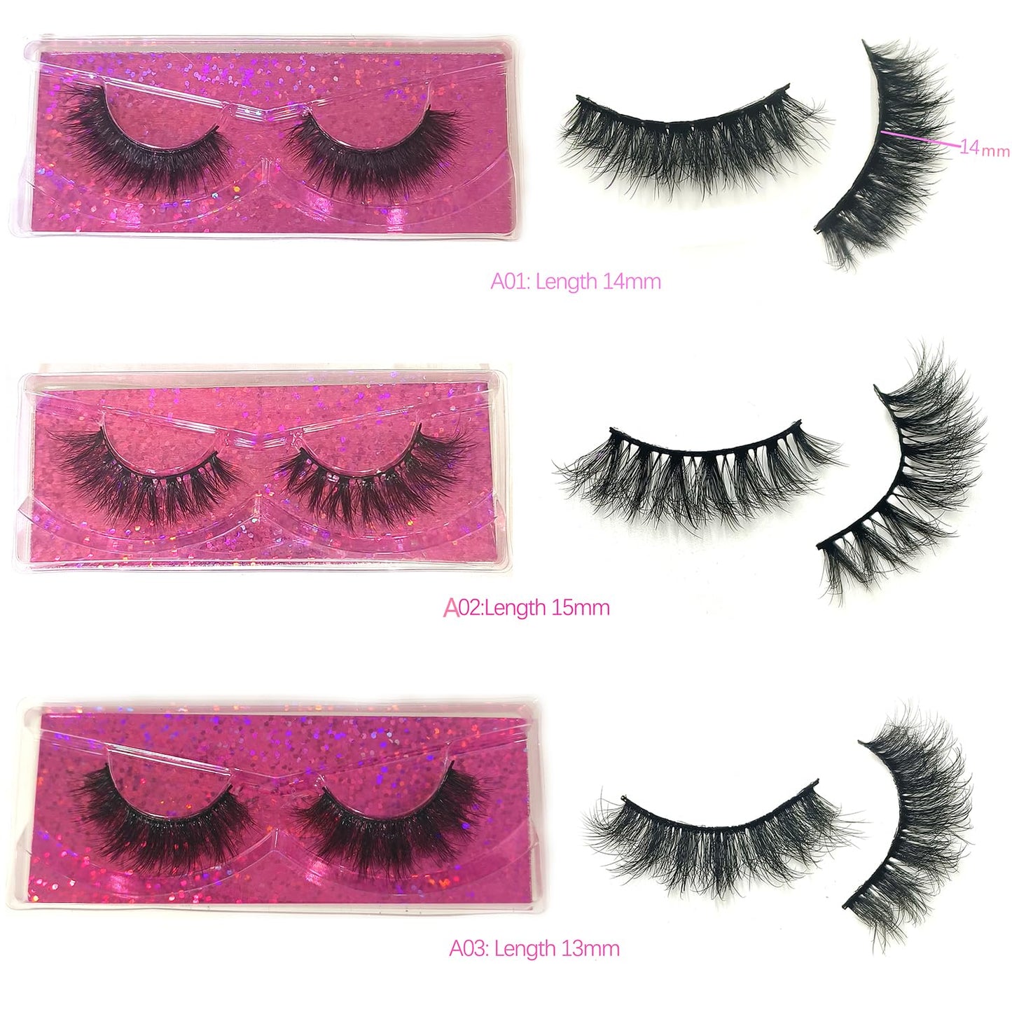 Natural Look Fluffy Eye Lashes, Faux 3D Mink Lashes 10 Styles Eyelashes Wholesale(30 Pairs)