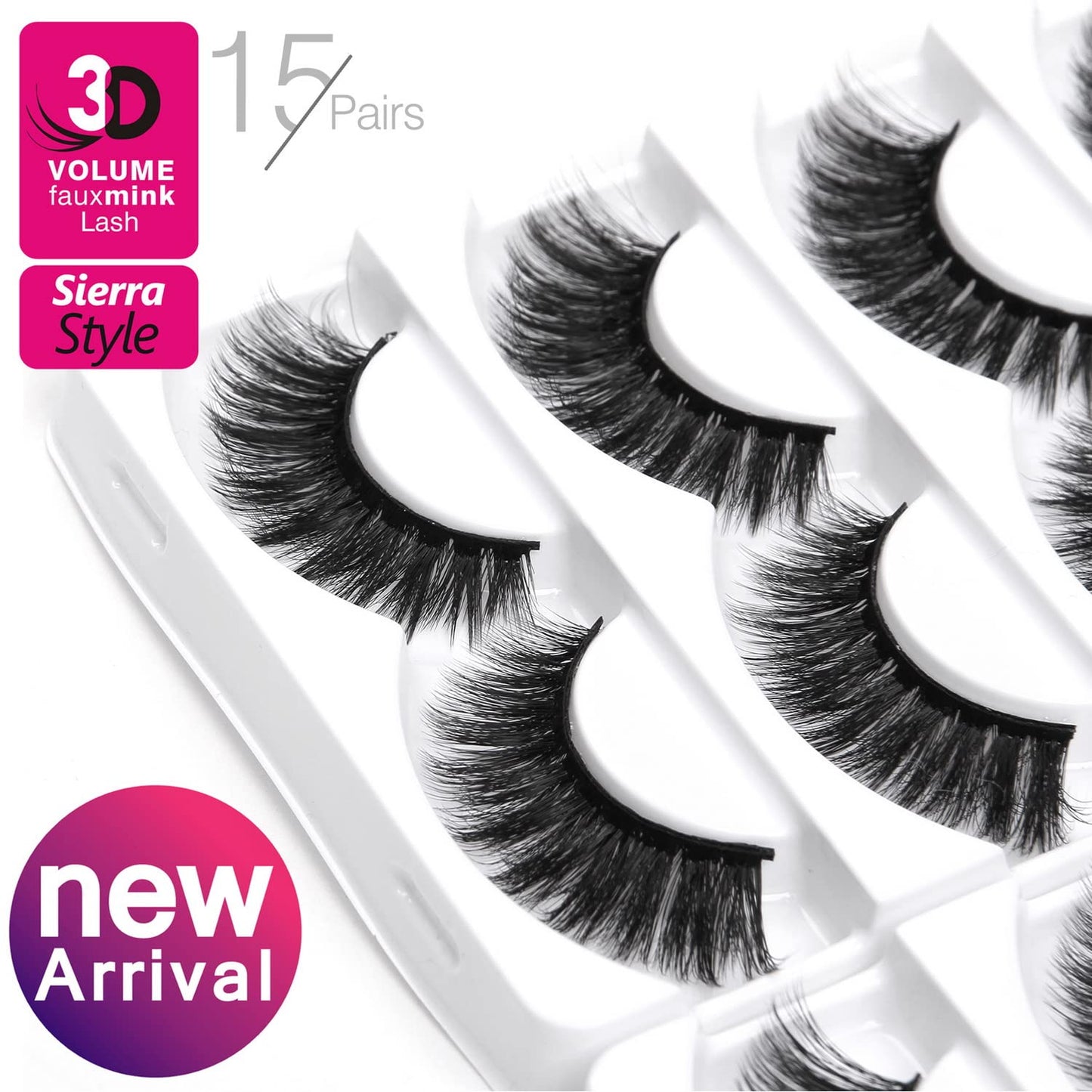 False Eyelashes Natural Look Cat Eye Lashes Wispy, 3D Mink Lashes Fluffy Long Thick, Fake Eyelashes Cross Wispy Volume Lash Soft Reusable Dramatic, 15 Pairs, Sierra Style