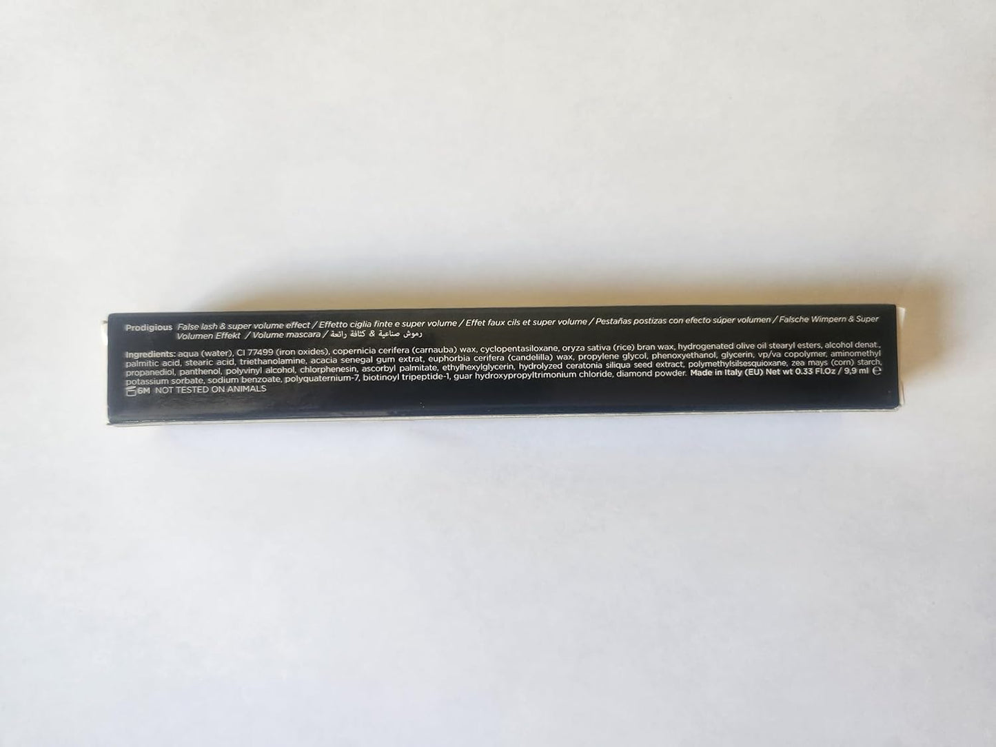 Prodigious Mascara- Curling &Volumizing, Smudge-Free, Nourishing with Diamond Powder, False Lash Effect, 0.33 Fl Oz