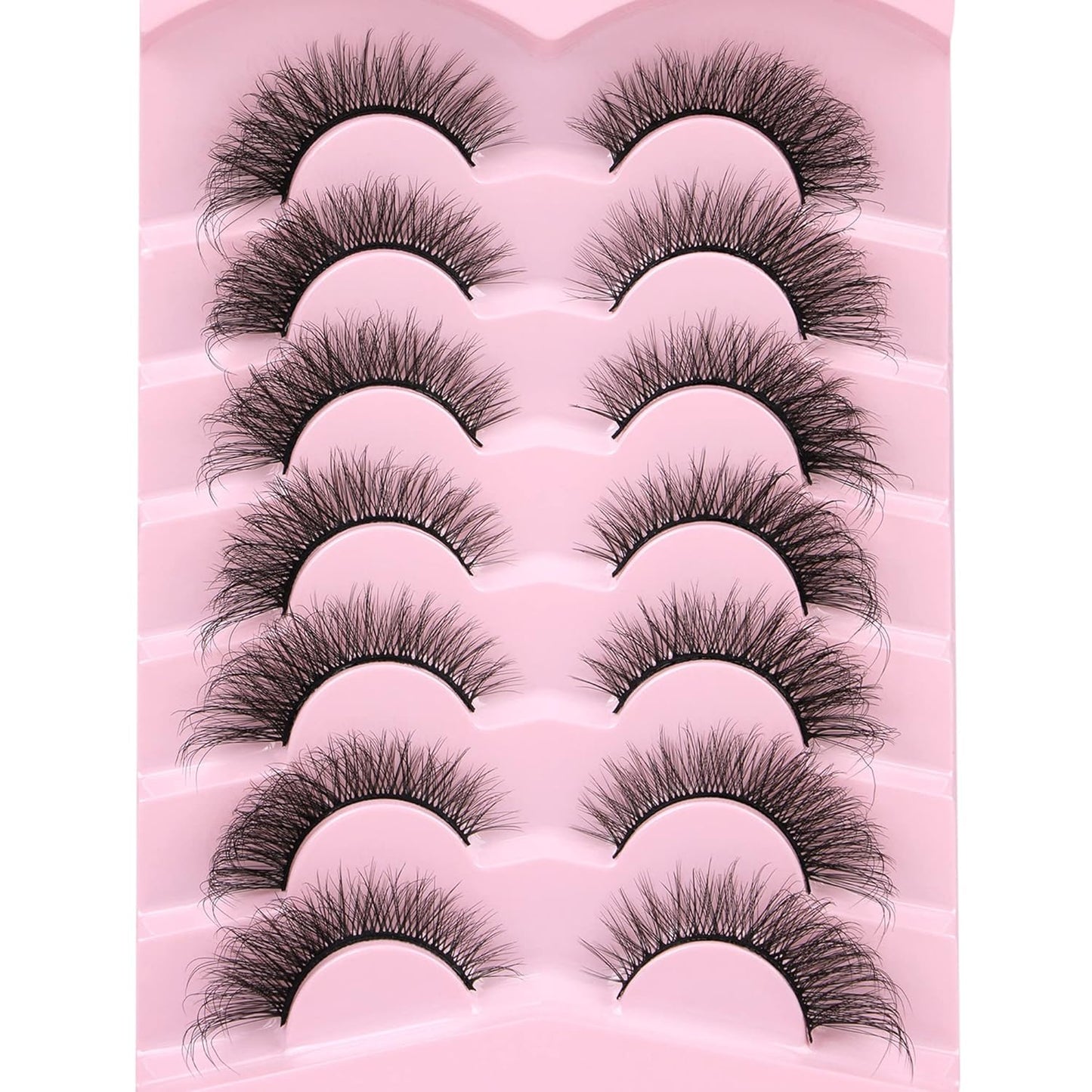 Cat Eye Lashes Natural Look Fluffy Wispy False Eyelashes Pack 20MM 3D Mink Lashes Fluffy Natural False Lashes 7 Pairs by
