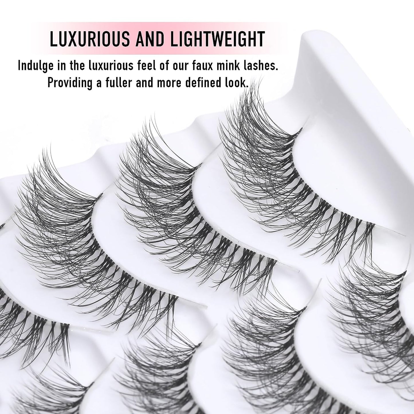 Fake Eyelash Cat Eye Lashes Wispy Natural Look, D Curl 10-18Mm Clear Band 3D Natural False Eyelashes Multipack (A8 Clear Band, 10 Pair (Pack of 1))