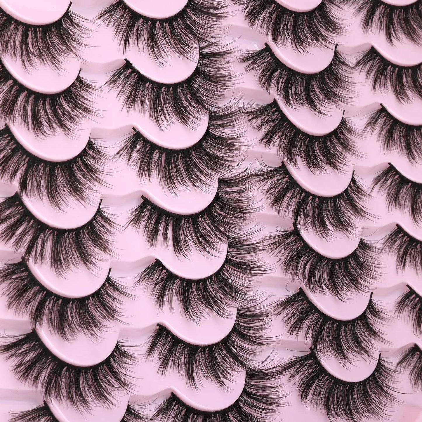 Eyelashes Natural Look Faux Mink Lashes 3D False Eyelashes Wispy Cat Eye Lashes Pack Strip Lashes by