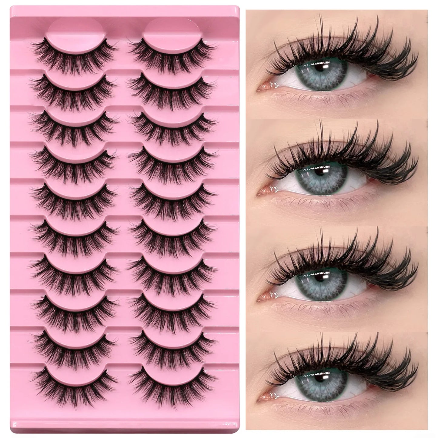 Fluffy Manga Eyelashes Dramatic Smoky Cat Eye Lashes Natural Long Lashes Soft Faux Mink Lashes Flawless Makeup Look
