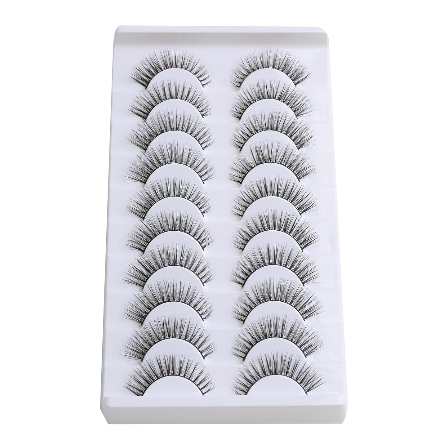 False Eyelashes 10Mm Mink Lashes Natural Look Cat Eye Lashes Strips 3D Faux Mink Lashes Soft Reusable Light Volume Fake Lashes 10 Pairs Pack