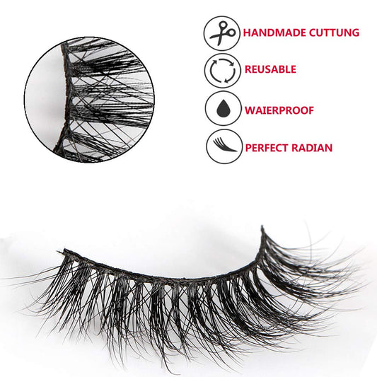 Mink Lashes 3D 18Mm Natural Cat Eye Lashes Reusable Long Eyelashes for Daily Eye Makeup False Eyelashes 2 Pairs- (Ym1090-Iris)