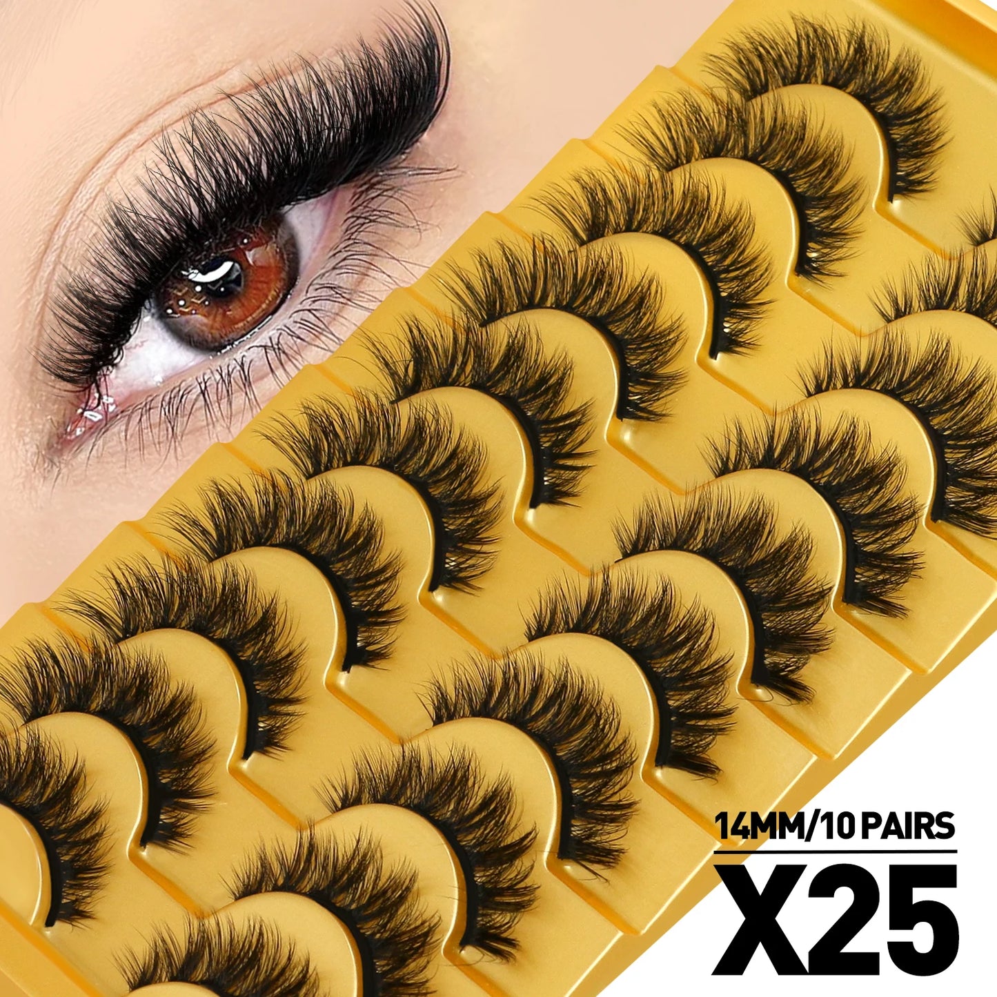 Cat Eye Lashes Fluffy Faux Mink Eyelashes Soft Cross Wispy Natural Winged End Eye Elongated Eyelashes Natural Lashes