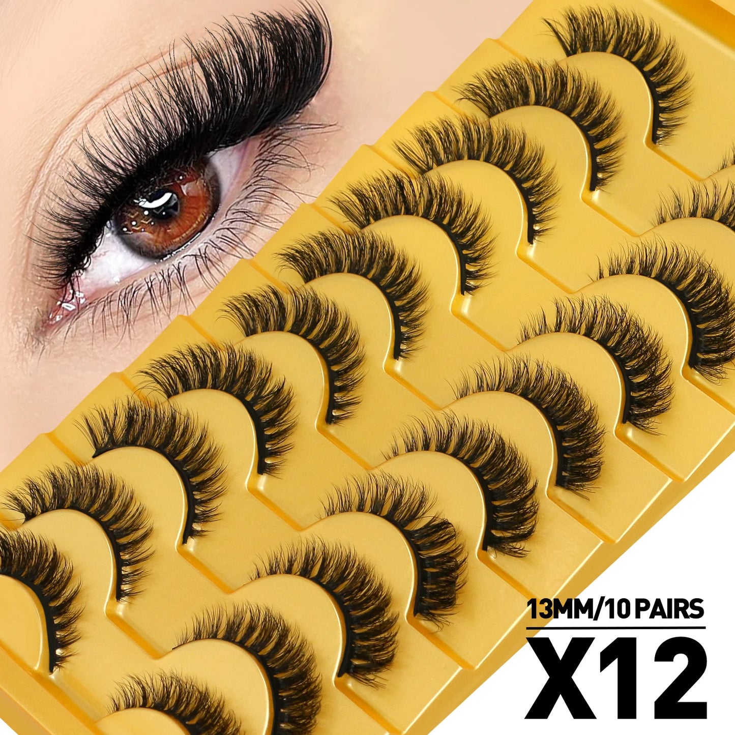 Cat Eye Lashes Fluffy Faux Mink Eyelashes Soft Cross Wispy Natural Winged End Eye Elongated Eyelashes Natural Lashes