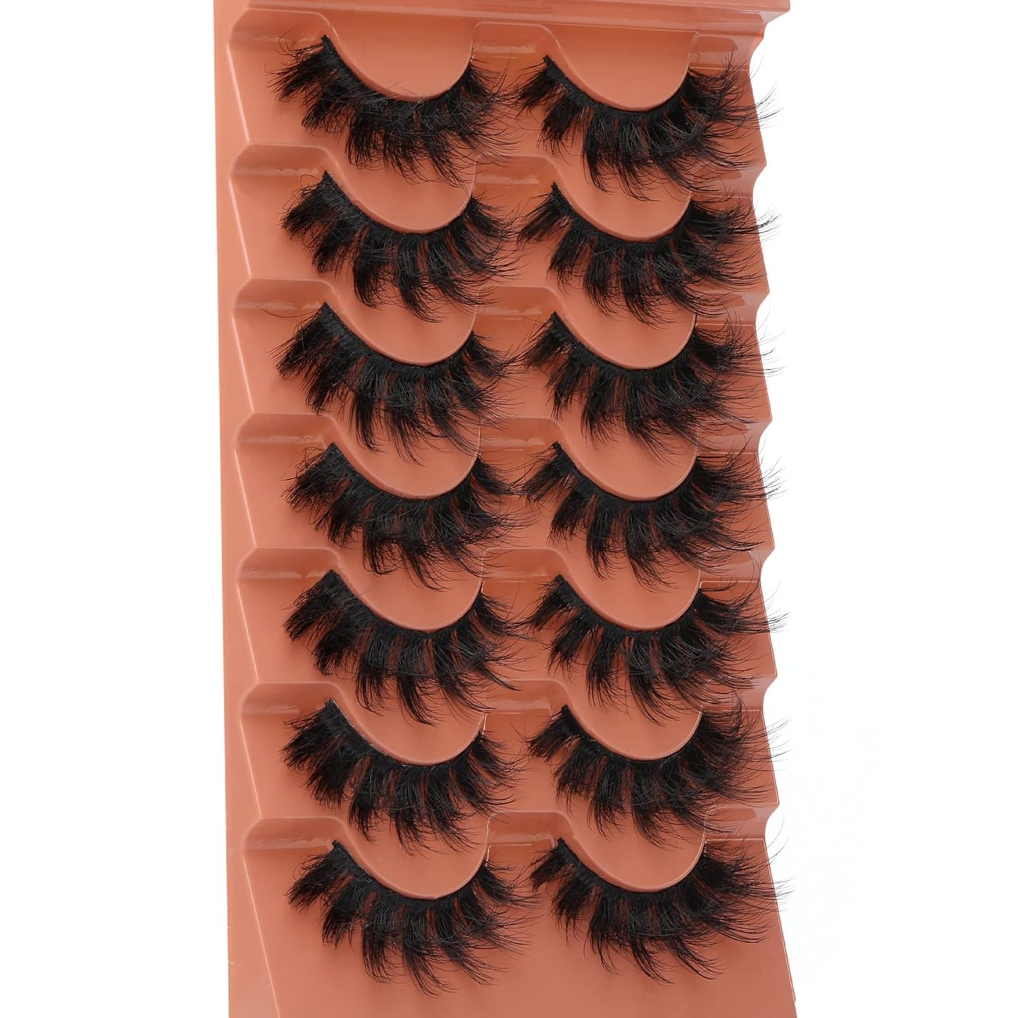 Fluff 8D False Eyelashes 20Mm Faux Mink Lashes Natural Fake Thick Volume Cat Eye Lashes 7 Pairs Multipack