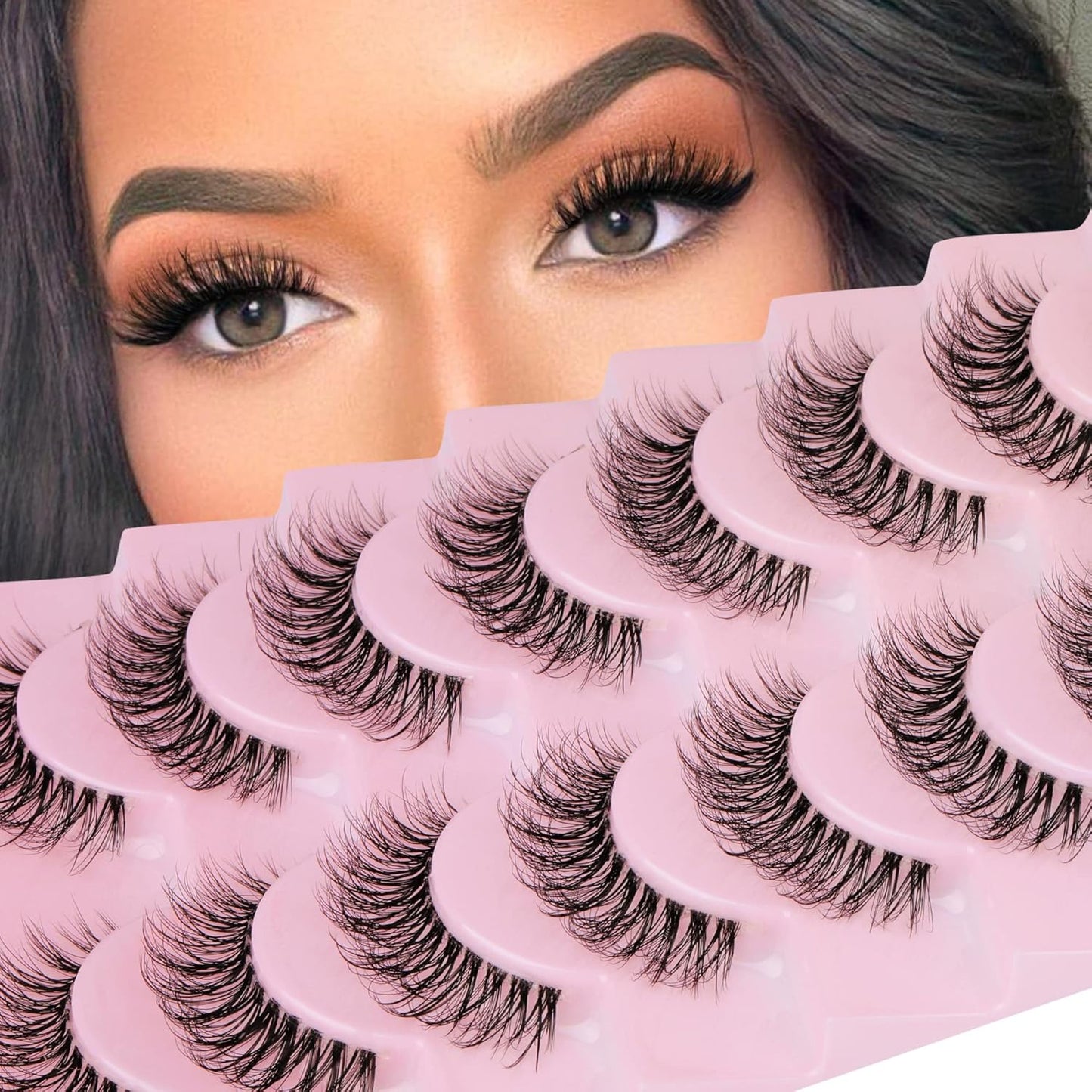 Natural Look Wispy False Eyelashes 15Mm Short Clear Band Fake Eye Lashes Lightweight Volume Strip Lashes Multipack