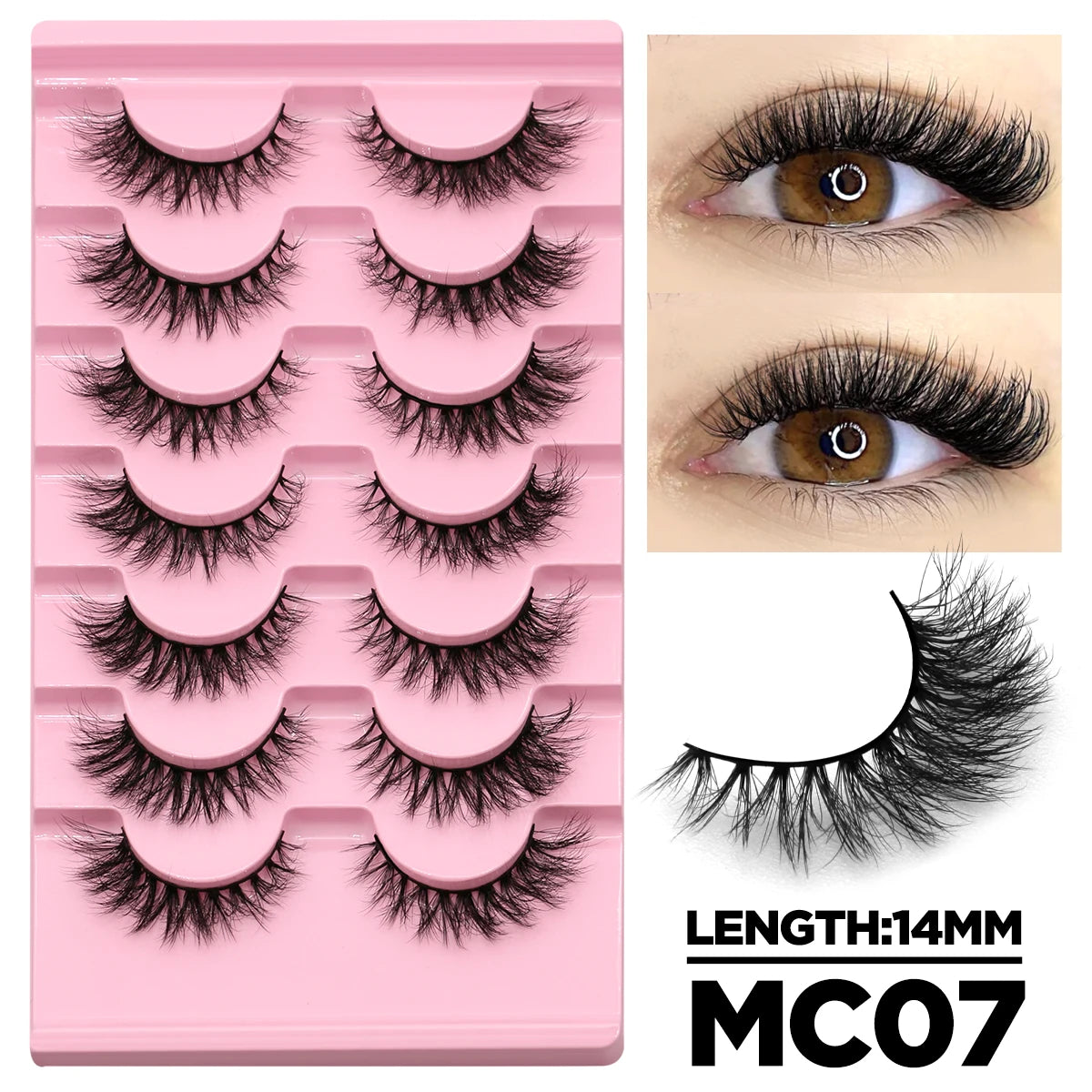 Cat Eye Lashes Fluffy Faux Mink Eyelashes Soft Cross Wispy Natural Winged End Eye Elongated Eyelashes Natural Lashes