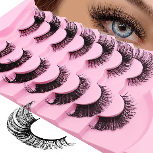 7 Pairs Fox Eye Lashes Flu-Ffy 20Mm Cat-Eye Lashes Curly Volume Eyelashes Faux Mink Lashes That Look like Extensions Lashes Wispy False Eyelashes Natural Look(Fox-16)