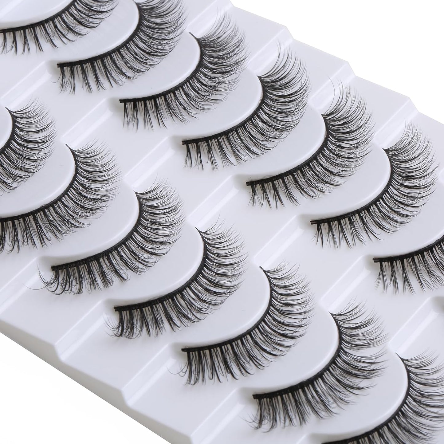 False Eyelashes 10Mm Mink Lashes Natural Look Cat Eye Lashes Strips 3D Faux Mink Lashes Soft Reusable Light Volume Fake Lashes 10 Pairs Pack