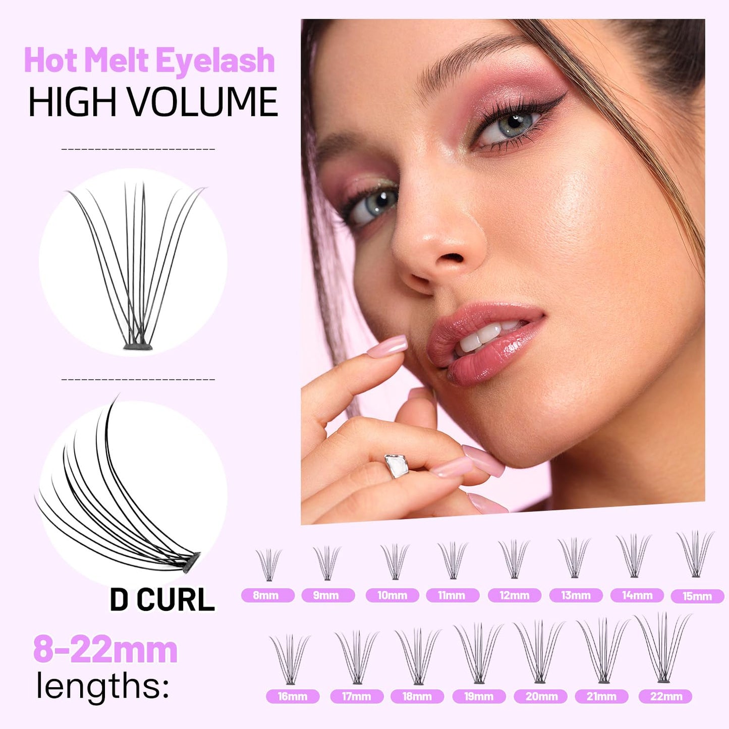 10 Root 60Pcs 8-10-12-14-16Mm Mixed Black Handmade False Eyelashes Natural Long Individual Eyelashes Extension Fake Lashes Makeup Beauty Cosmetic (5 PACKS-8MM)