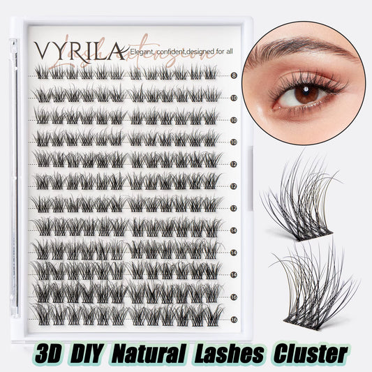 Individual Lashes Cluster C Curl Mix Lash Clusters 3D Wispy DIY Eyelash Extension 0.1Mm Super Thin Band Resuable Natural Lashes