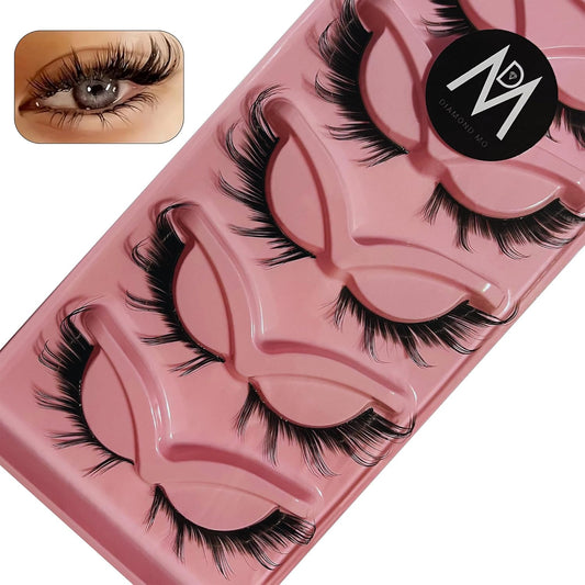 Eye Lashes Mink Magnetic Natural Look Fox False Eyelashes Cat Fox Gorgeous Wispy Makeup (5 Pairs Pack), Black