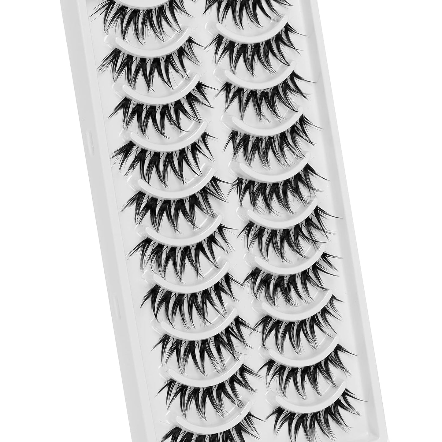 10 Pairs Cat Eye Lashes Clear Band Wispy Natural Look Fluffy False Eyelashes 3D Soft Volume Lashes Looks like Eyelash Extensions Reusable Faux Mink Lashes