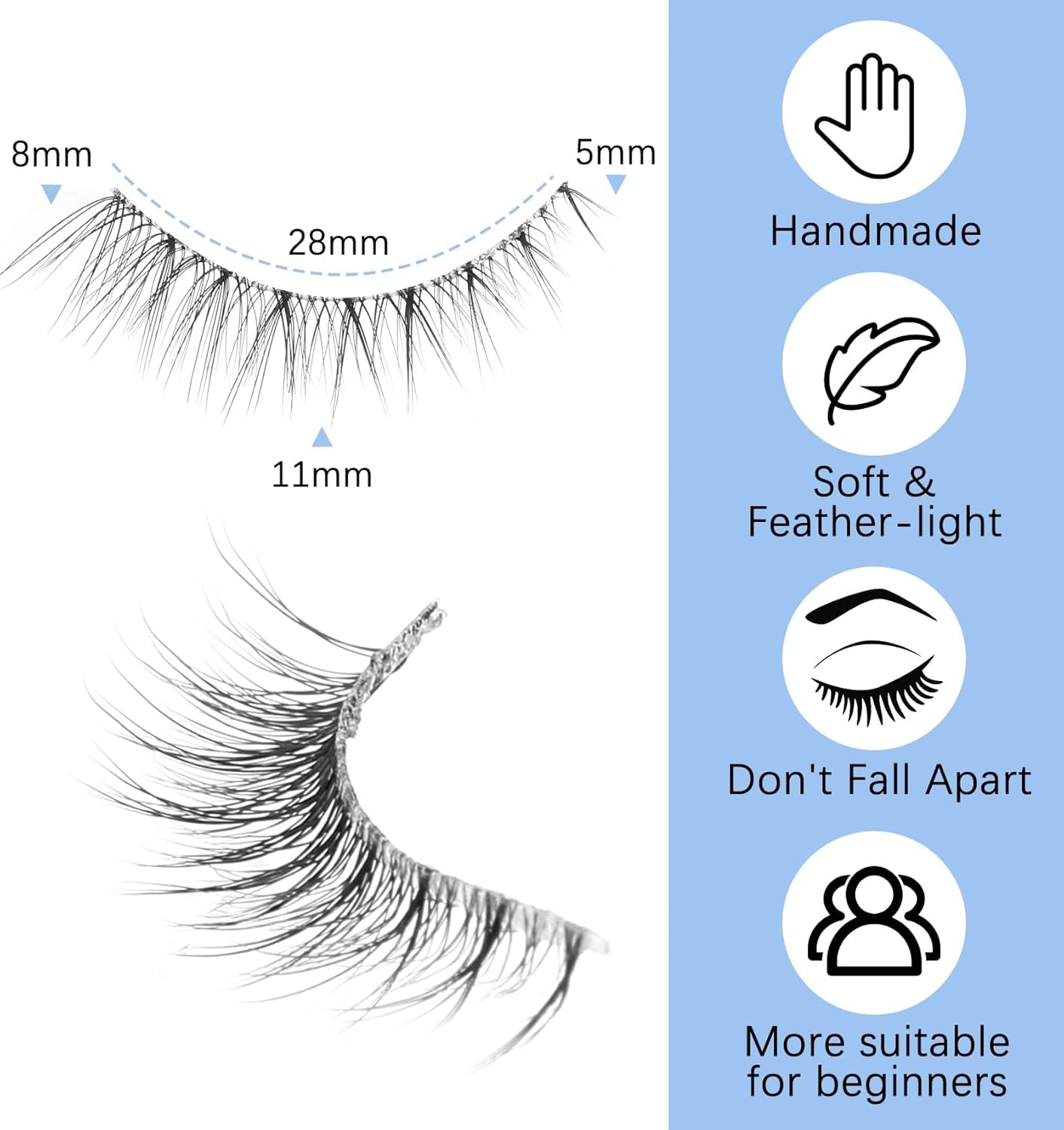 Fluffy Fox Eye Lashes, Natural Look Mink Cat Eye Lashes, Short Wispy Lash Strips, 10 Pairs Pack Volume Strip Fake Eyelash Extension Look