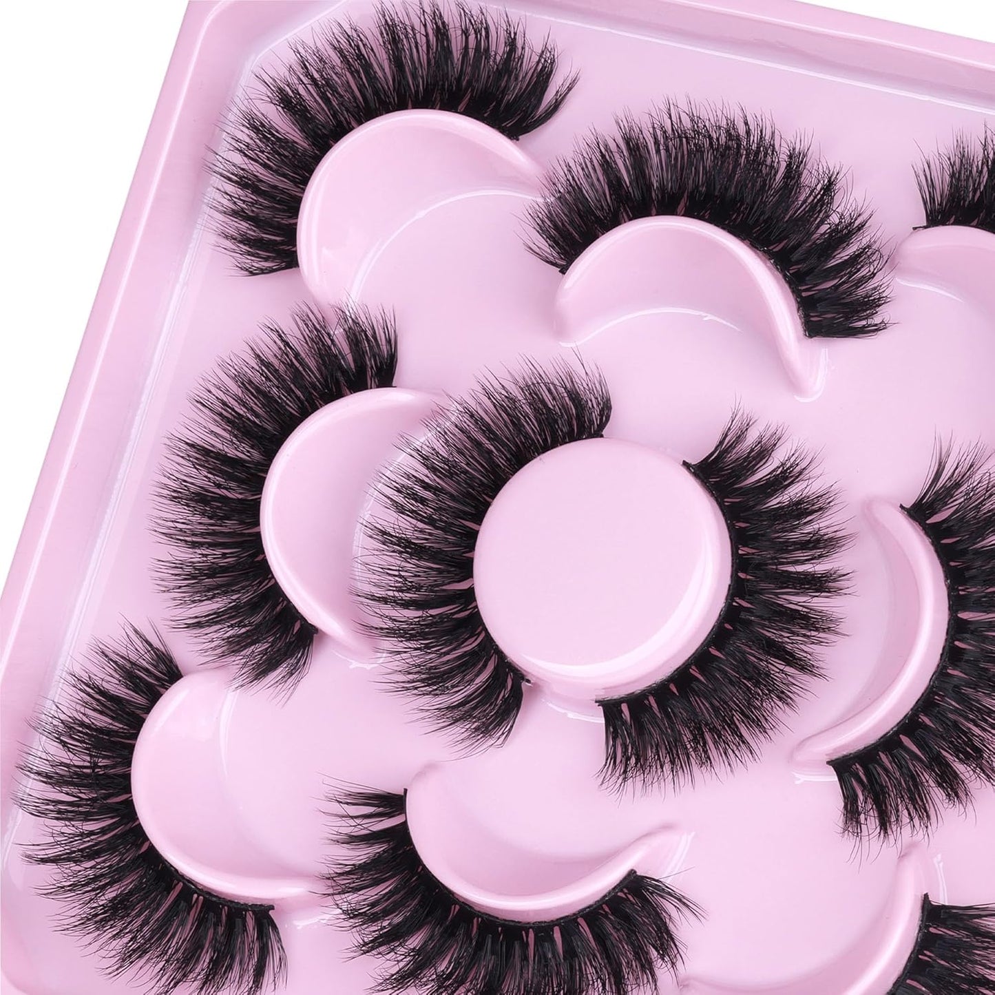 Mink Lashes Fluffy 6D Volume False Eyelashes Fluffy Strip 15-18MM Fake Lashes 100% Handmade Lightweight 5 Pairs Pack Faux Mink Lashes (FD01), Black