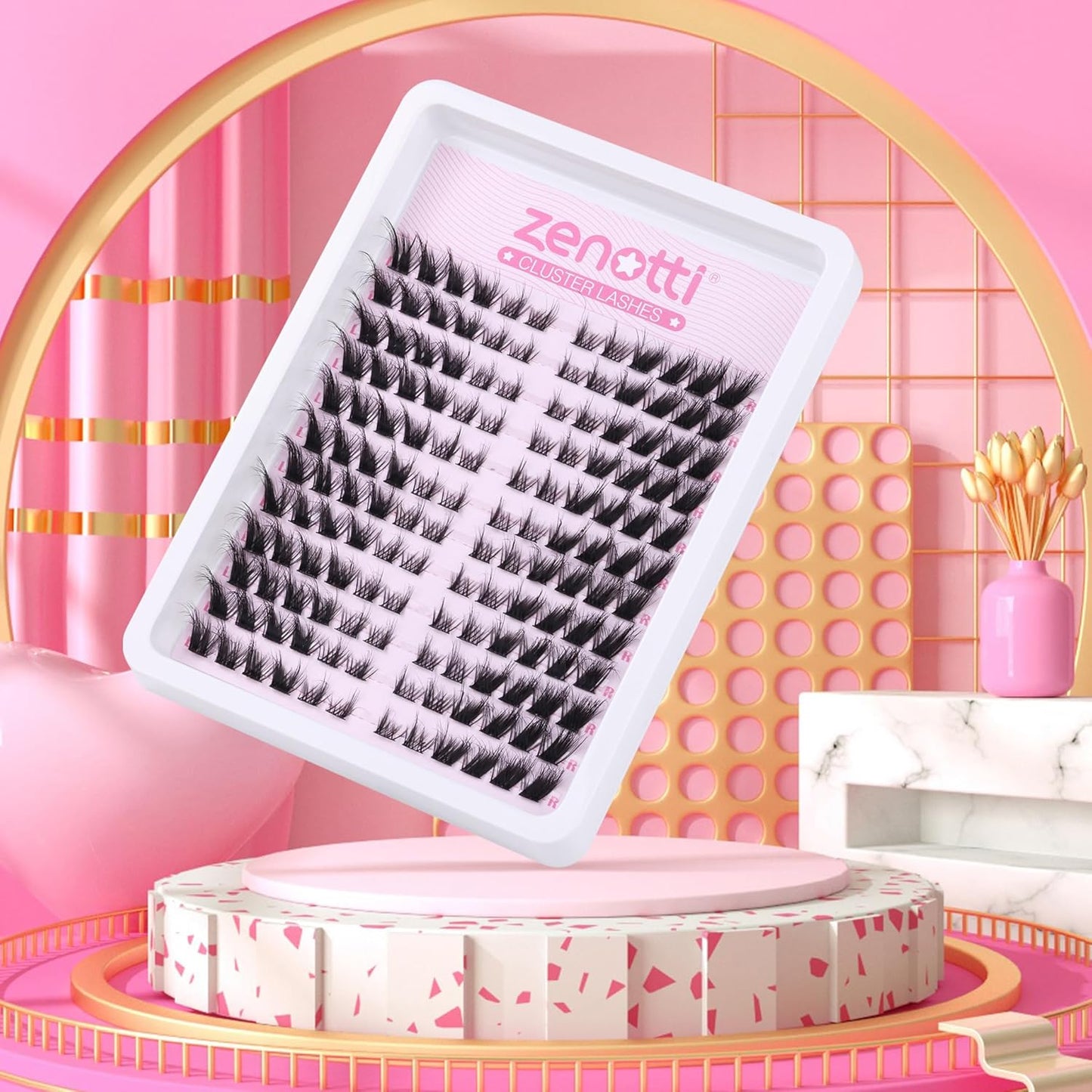 DIY Lash Extension Kit Lash Clusters Wispy Individual Lashes Cat Eye Lashes 144 Pcs Eyelash Extension Kit with Lash Bond and Seal Cluster Lashes Left & Right