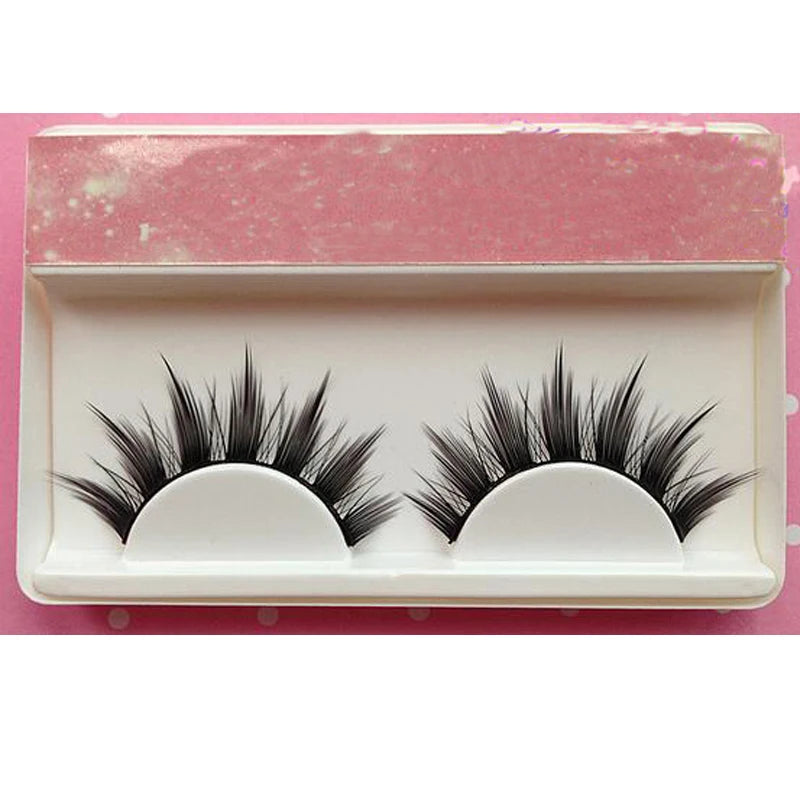 Natural Long Cosplay Makeup Cross Strip False Eyelashes Black Eye Lashes 1Pair