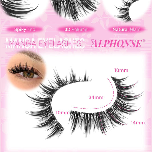 Manga Lashes Wispy False Eyelashes 3D Natural Eye Lashes Spiky Fake Lashes Anime Lashes Natural Look Chinese Makeup Lashes Pack by