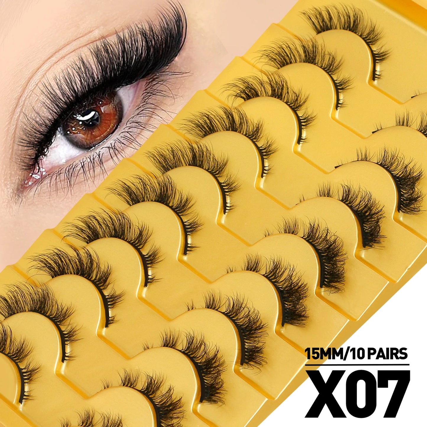 Cat Eye Lashes Fluffy Faux Mink Eyelashes Soft Cross Wispy Natural Winged End Eye Elongated Eyelashes Natural Lashes