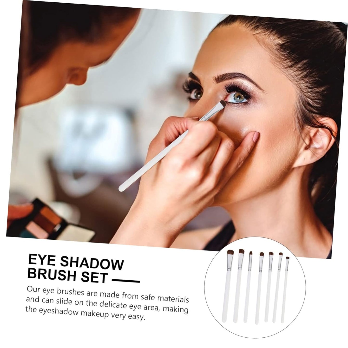 2Sets Makeup Brushes for Eye Shadow Eye Shadow Brush Set Wood Handle Long Handle Powder Applicator 7Pcs*2