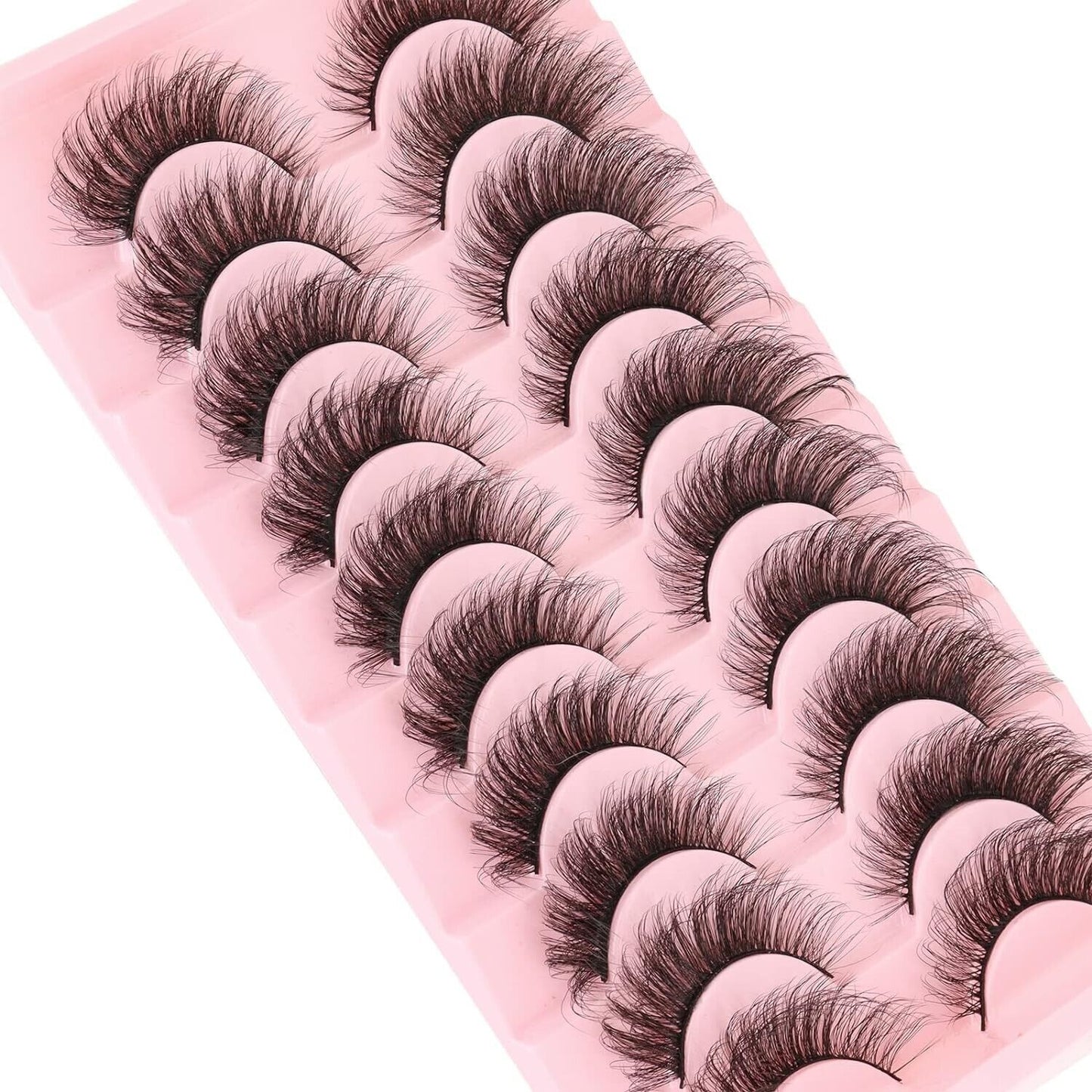 Milybest Lashes False Eyelashes 10 Pairs 20Mm Cat Eye Faux Mink Lashes Fluffy