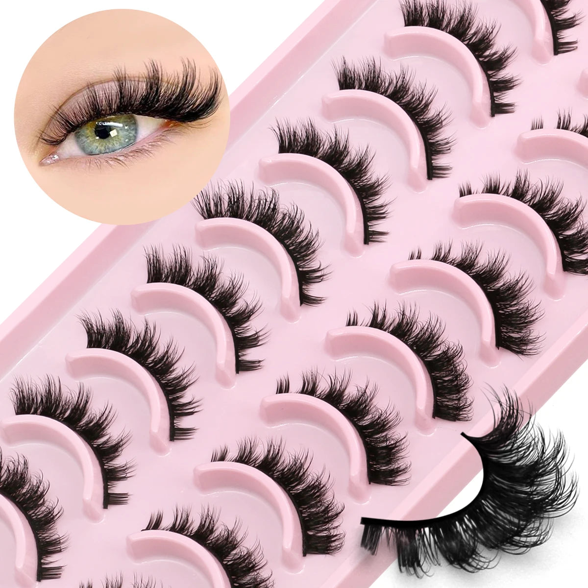 Fluffy 3D Mink Lashes Fluffy Soft Wispy Natural Long False Eyelashes Curly Volume Lashes Eyelash Extension