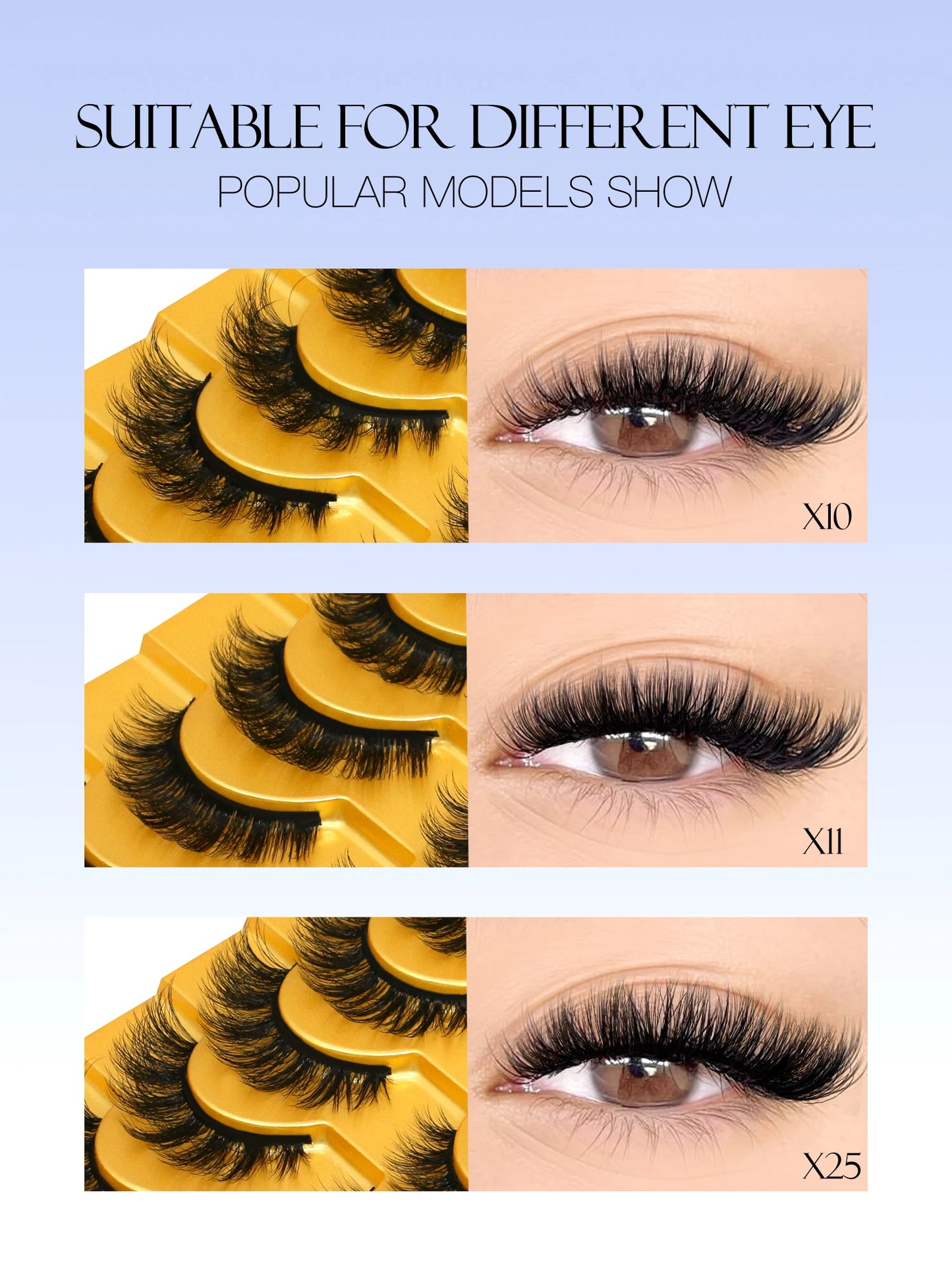 Cat Eye Lashes Fluffy Faux Mink Eyelashes Soft Cross Wispy Natural Winged End Eye Elongated Eyelashes Natural Lashes