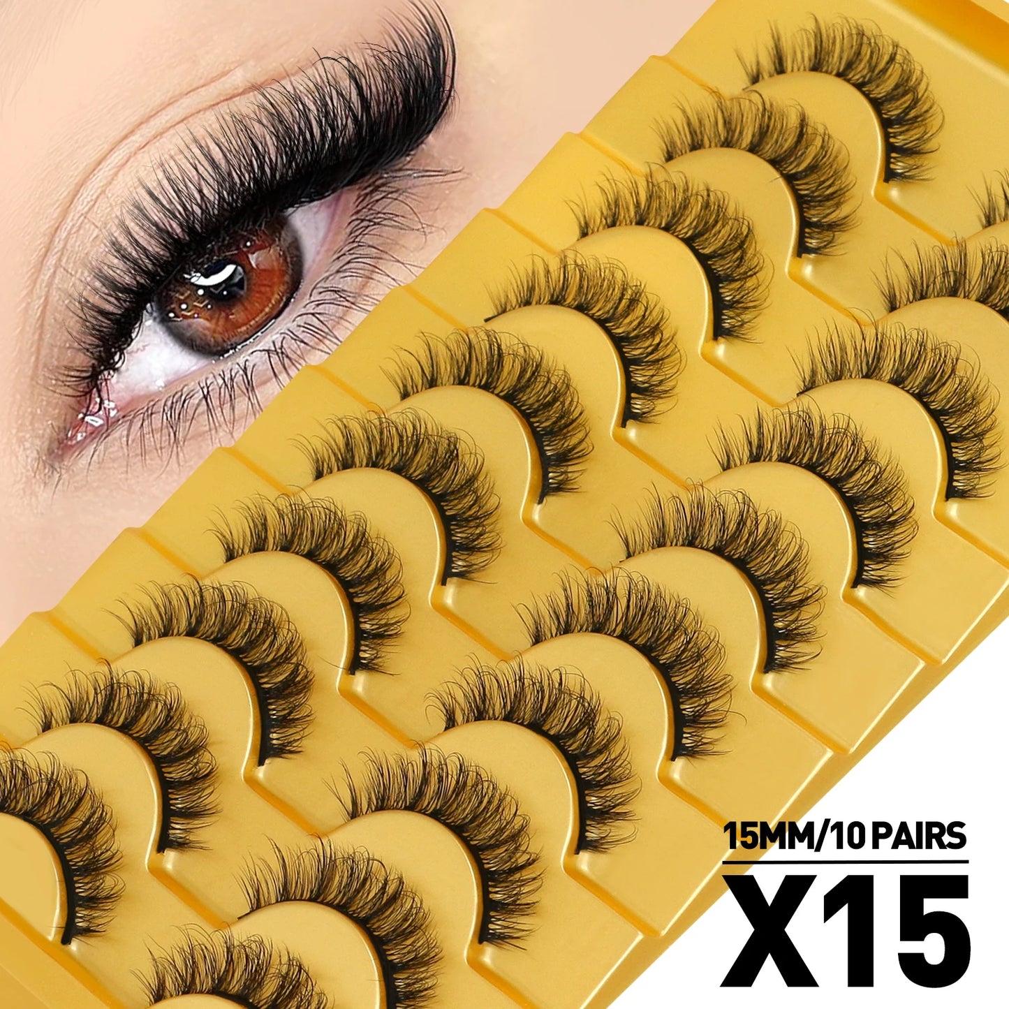 Cat Eye Lashes Fluffy Faux Mink Eyelashes Soft Cross Wispy Natural Winged End Eye Elongated Eyelashes Natural Lashes