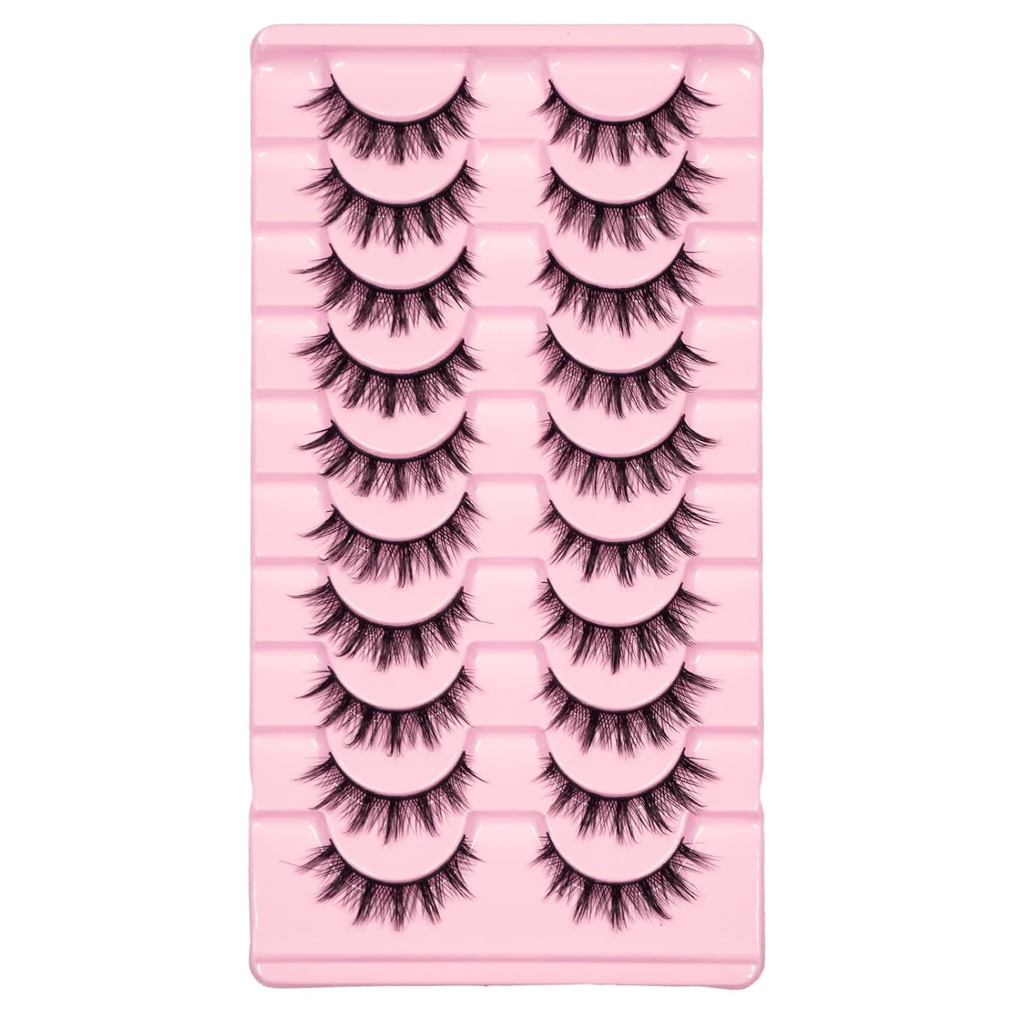 12Mm Manga Natural Look False Eyelashes, Reusable Strip Lashes, Including 10 Pairs of Eye Lashes, Easy to Apply Doll Makeup (01)