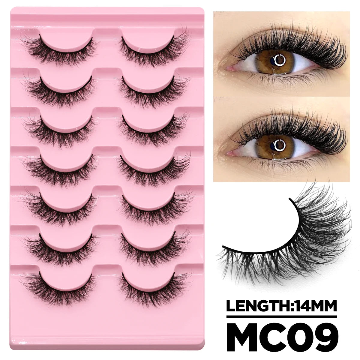Cat Eye Lashes Fluffy Faux Mink Eyelashes Soft Cross Wispy Natural Winged End Eye Elongated Eyelashes Natural Lashes