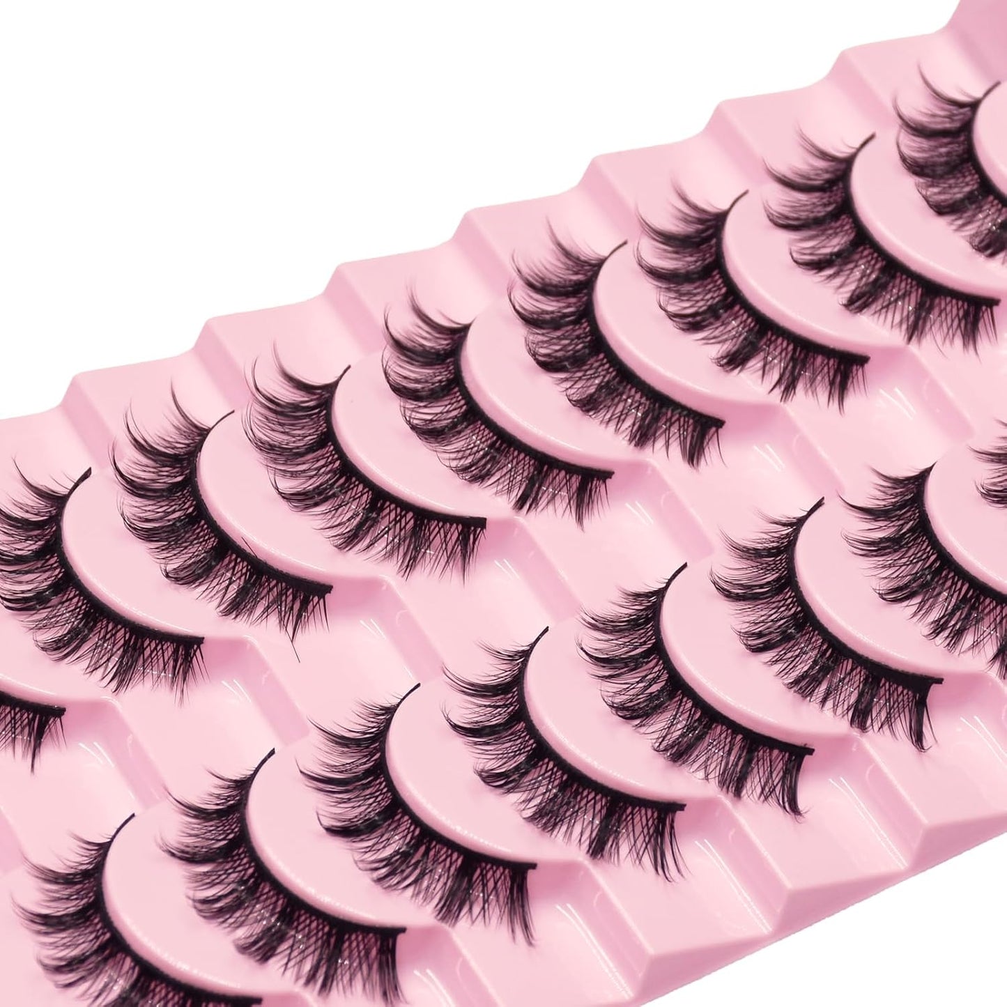 12Mm Manga Natural Look False Eyelashes, Reusable Strip Lashes, Including 10 Pairs of Eye Lashes, Easy to Apply Doll Makeup (01)