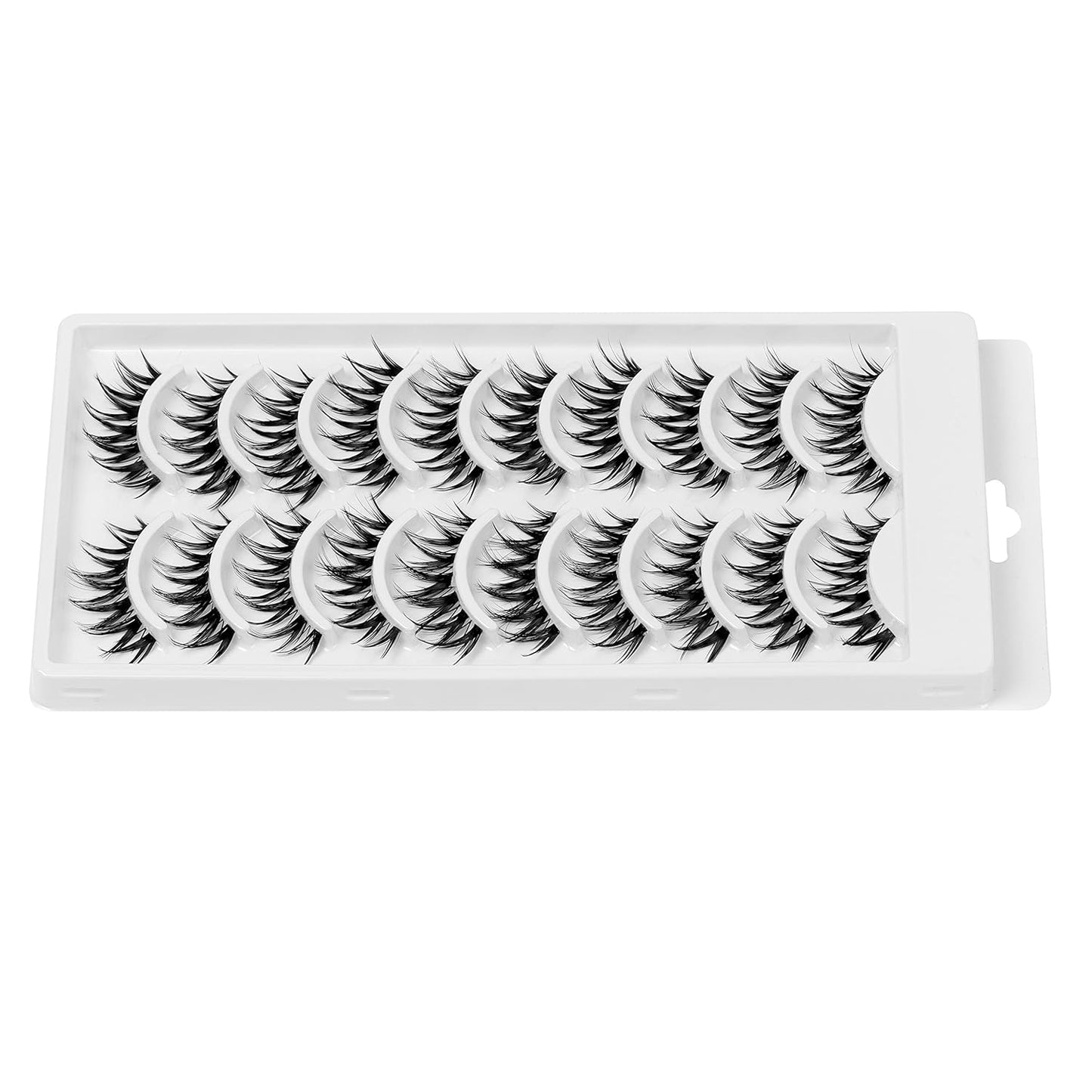 10 Pairs Cat Eye Lashes Clear Band Wispy Natural Look Fluffy False Eyelashes 3D Soft Volume Lashes Looks like Eyelash Extensions Reusable Faux Mink Lashes