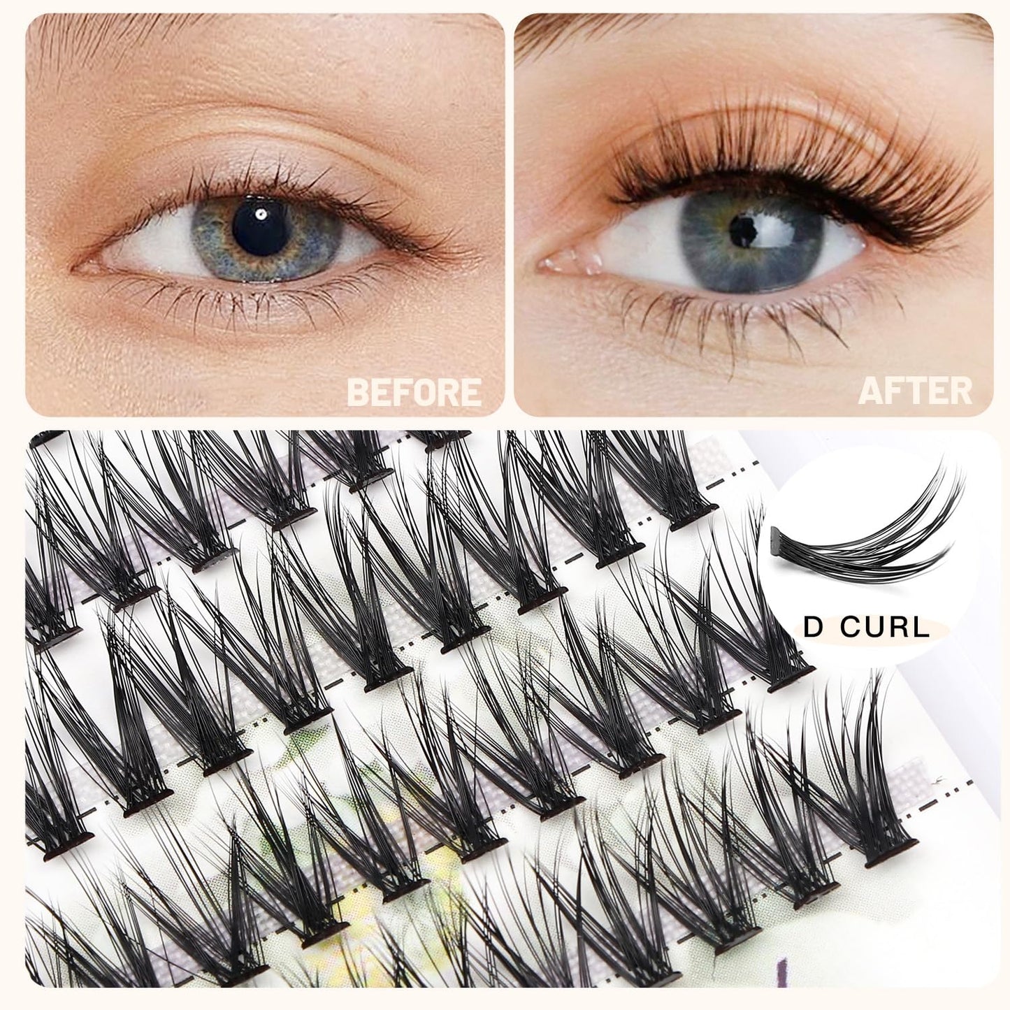 20 Root Thickness 0.07Mm C Curl 3D Individual Eyelashes Extension Soft Black Fake False Eye Lashes Tools (16Mm)