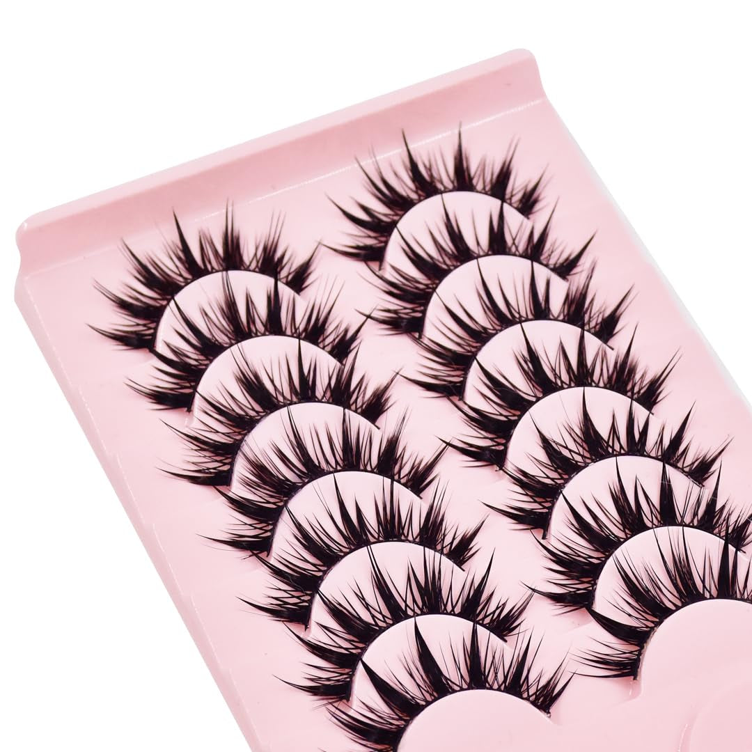 10Pairs Manga Lashes Spiky Cat Eye Lashes Extensions 16Mm Cute Look Lashes Faux Mink Eyelashe (H01)